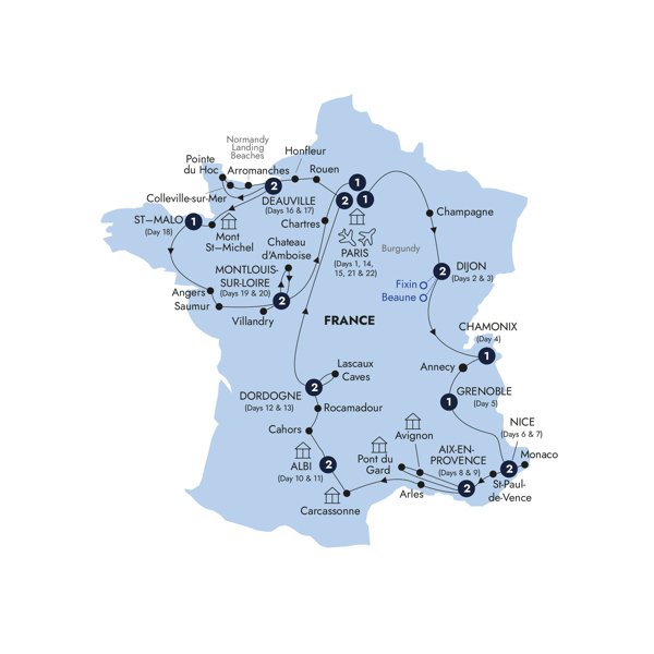 French Heritage Itinerary Map