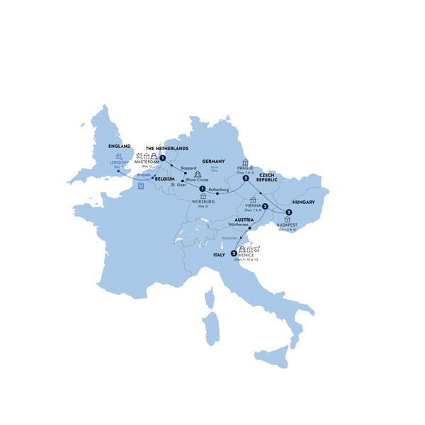 European Rhapsody - Start Amsterdam Itinerary Map