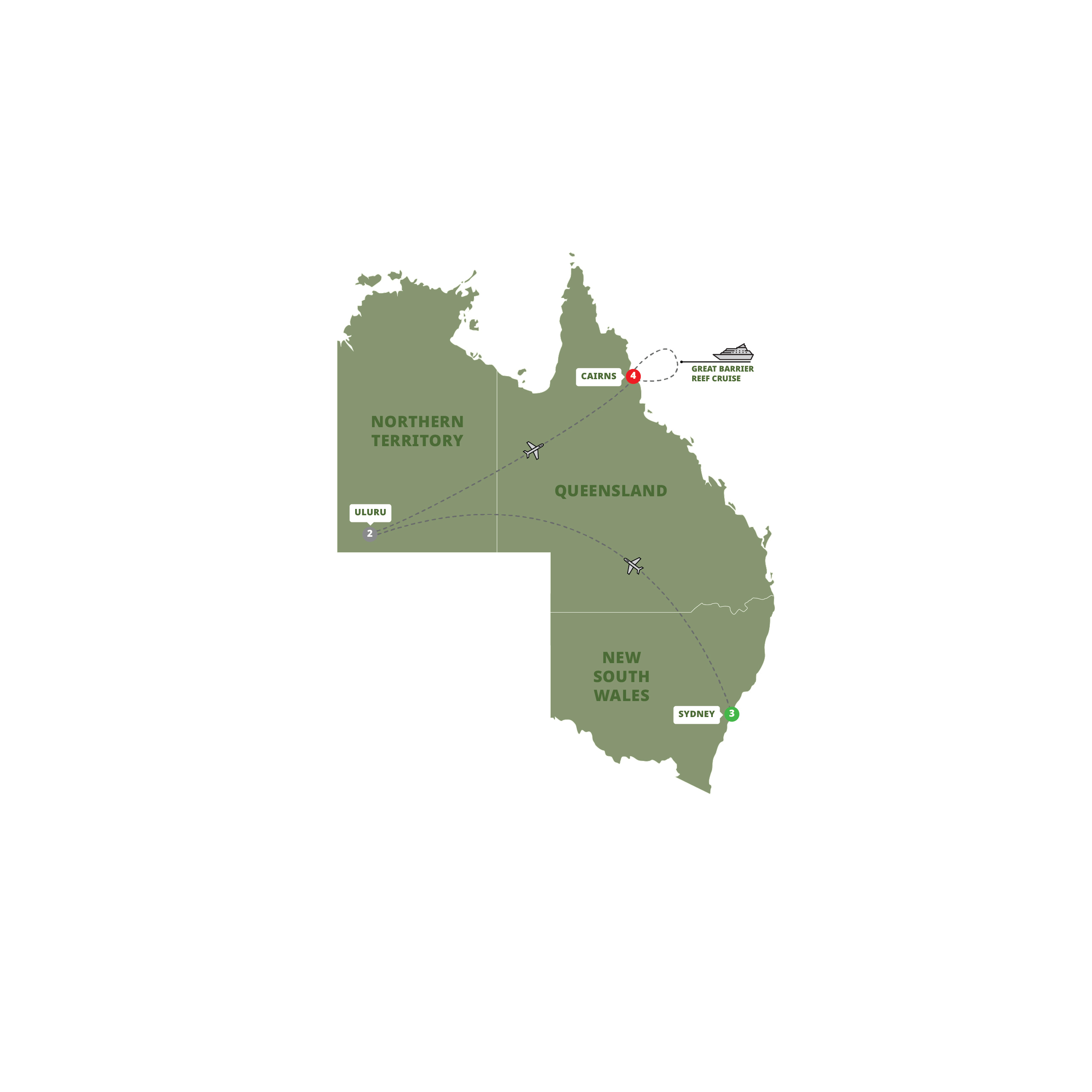 Map of Bucket List Australia from Trafalgar