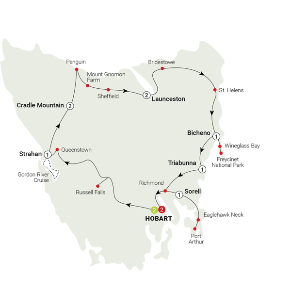 Ultimate Tasmania Itinerary Map