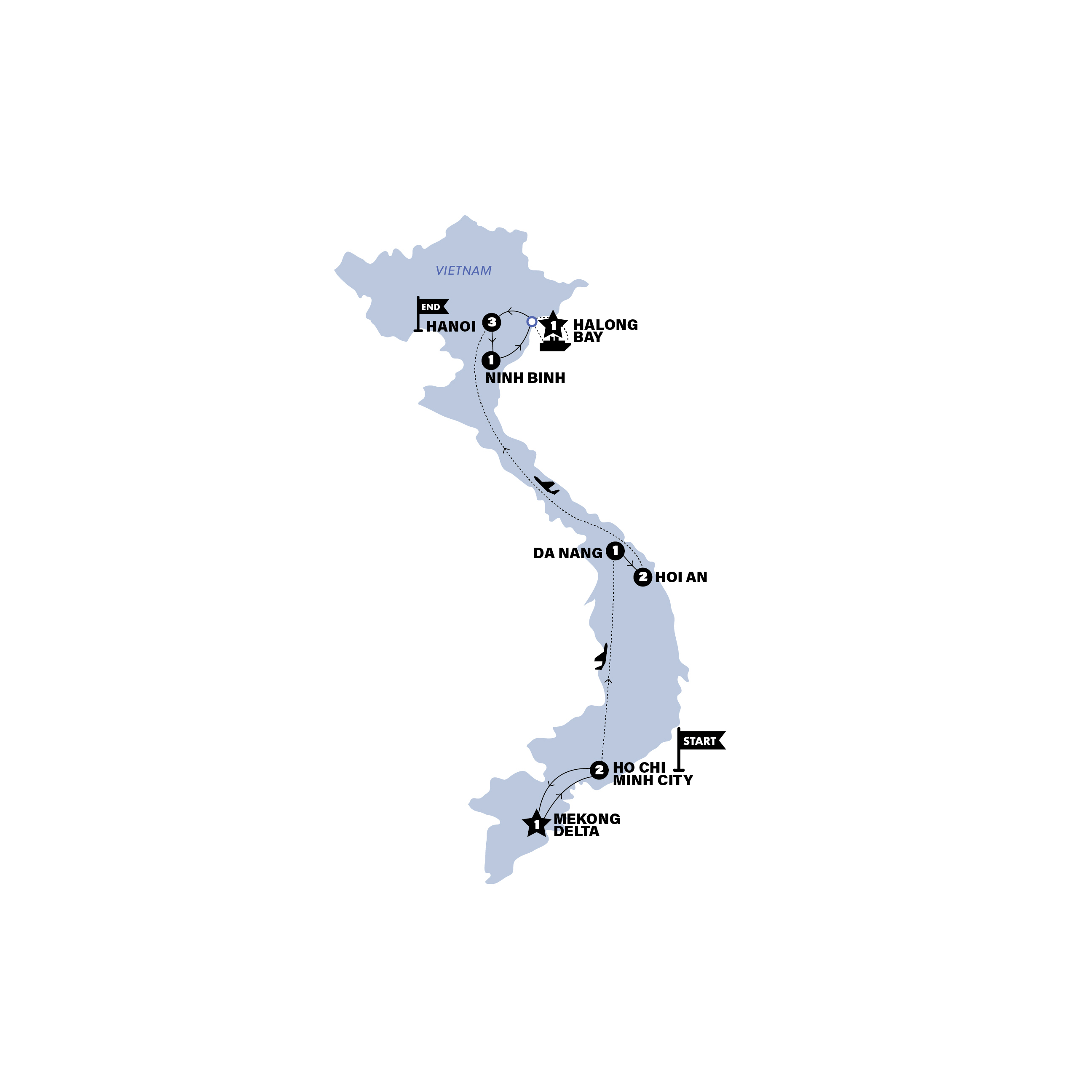 Map of Best of Vietnam | 2027-2028 from Contiki