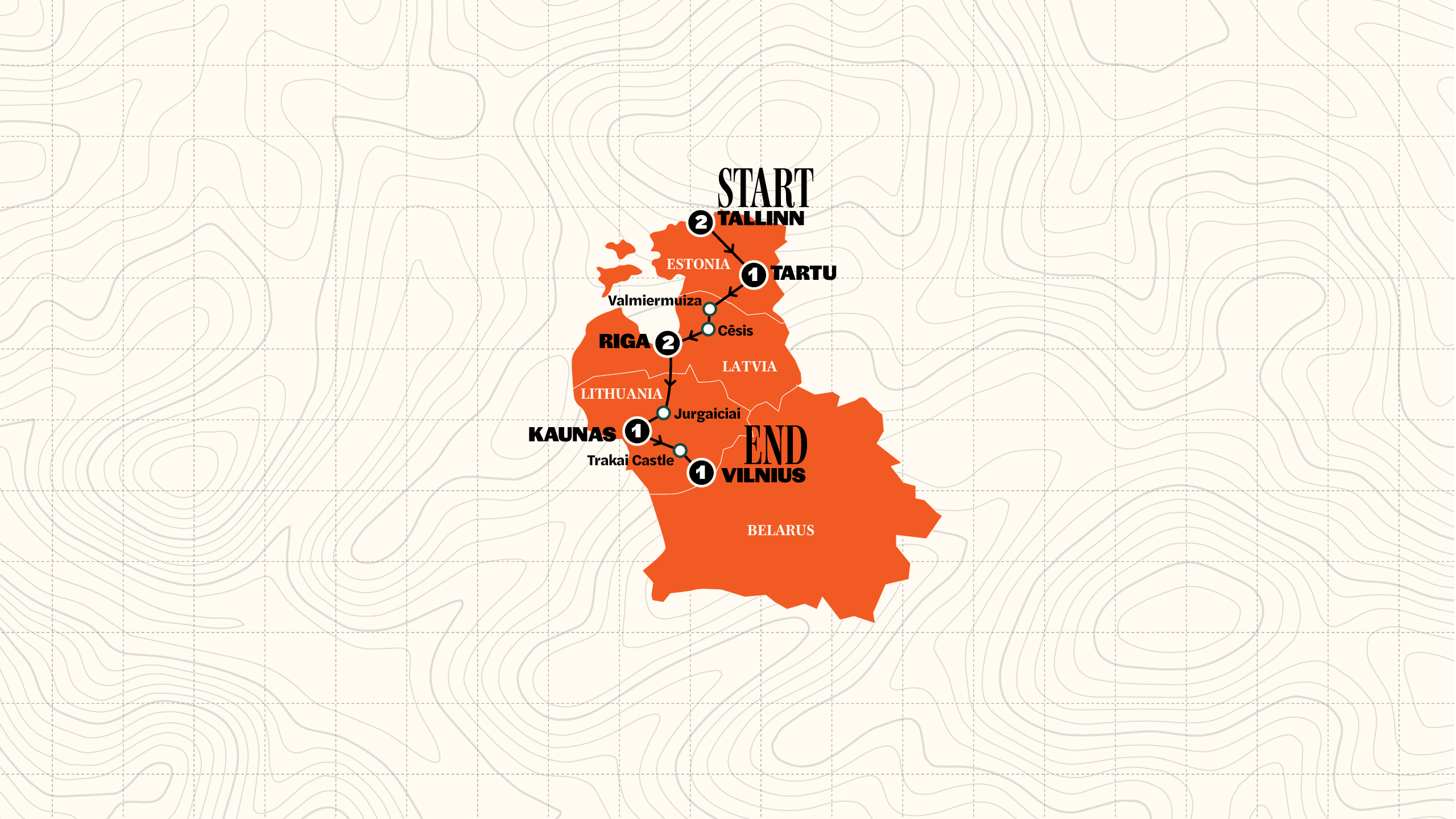 Map of Best of Baltics | Winter | 2027/2028 from Contiki