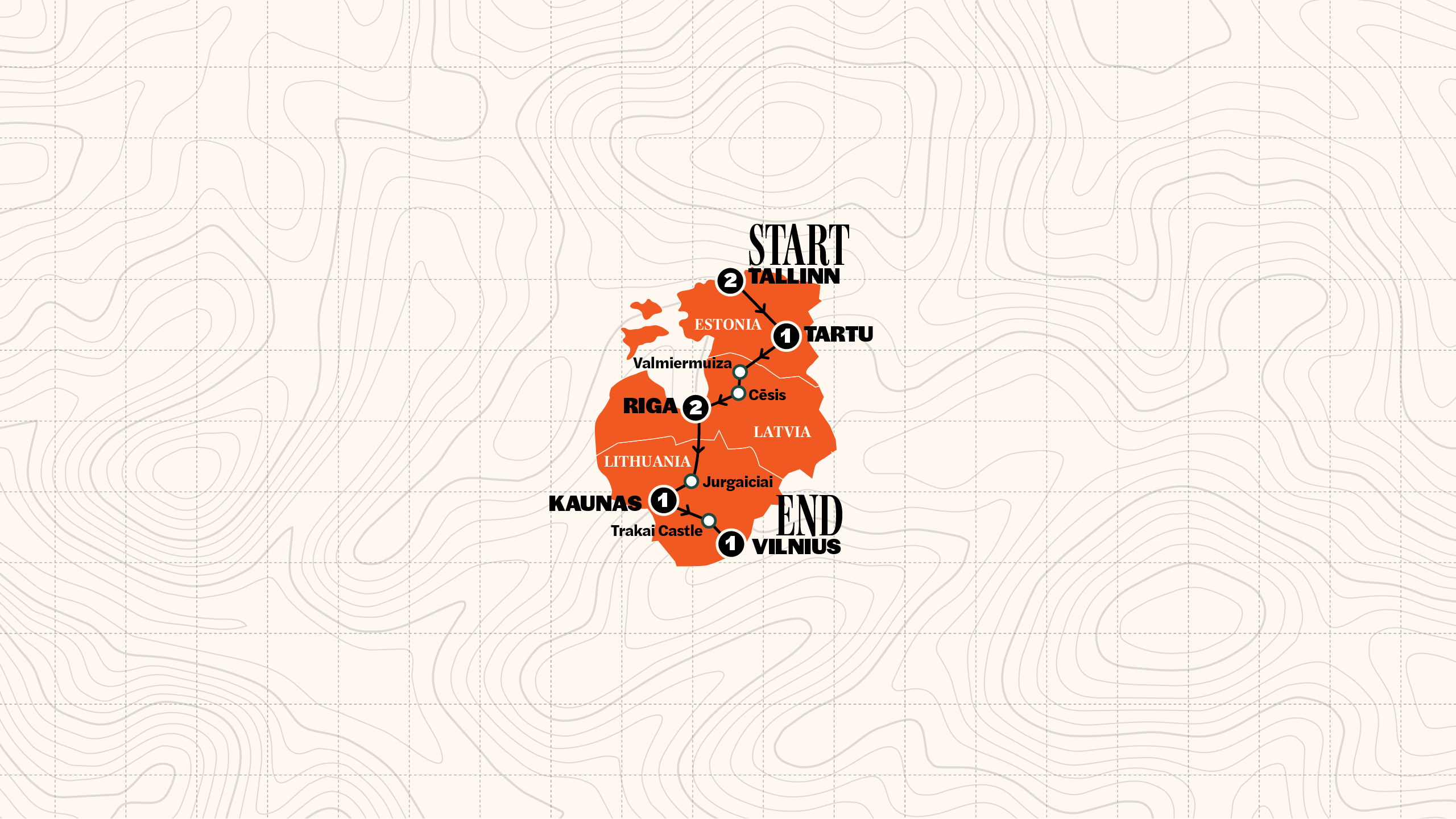 Map of Best of Baltics | Winter | 2026/2027 from Contiki