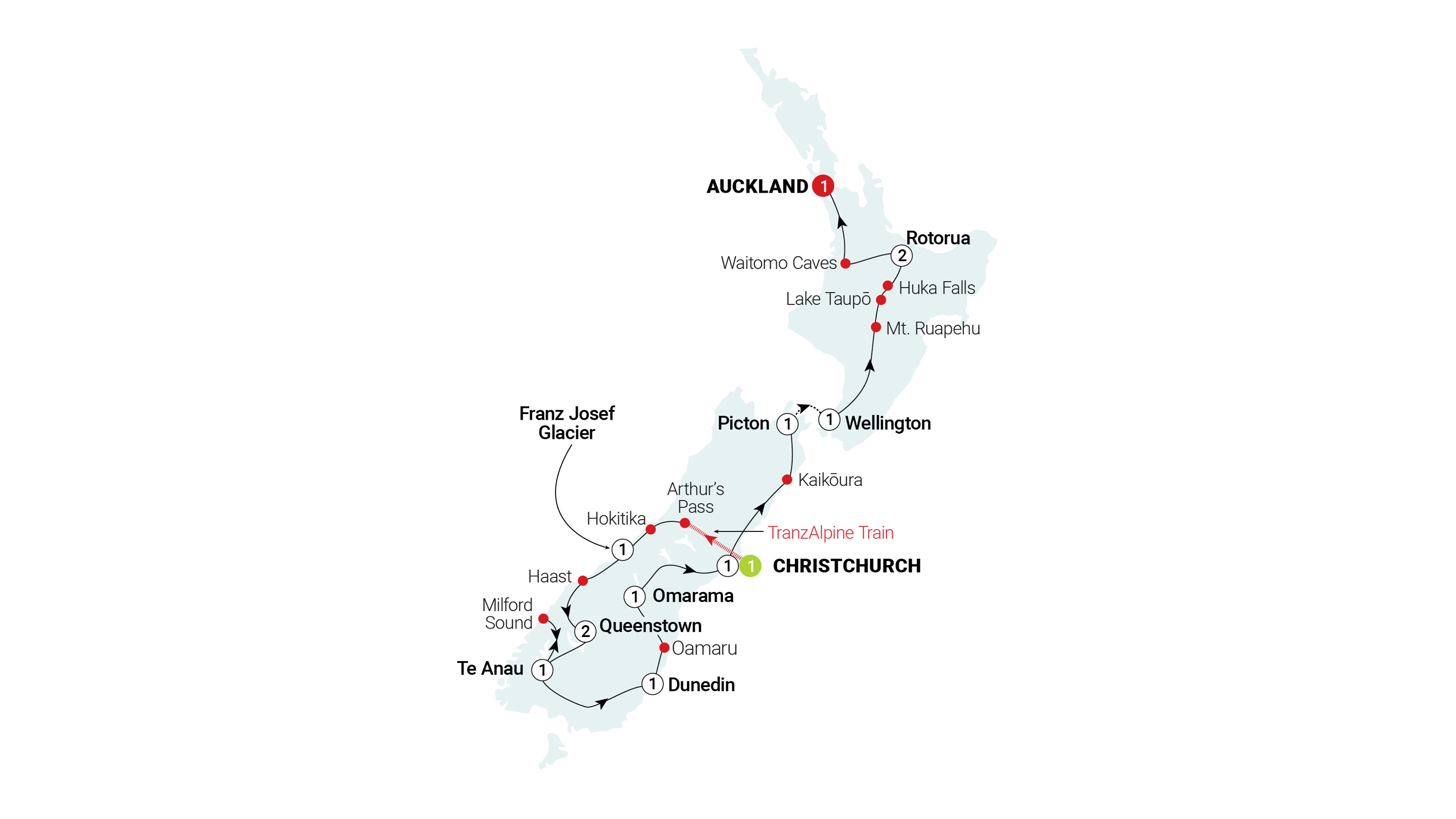 tourhub | AAT Kings | New Zealand Marvel | Tour Map