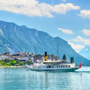 A scenic view of Swiss Riviera in Montreux, Switzerland