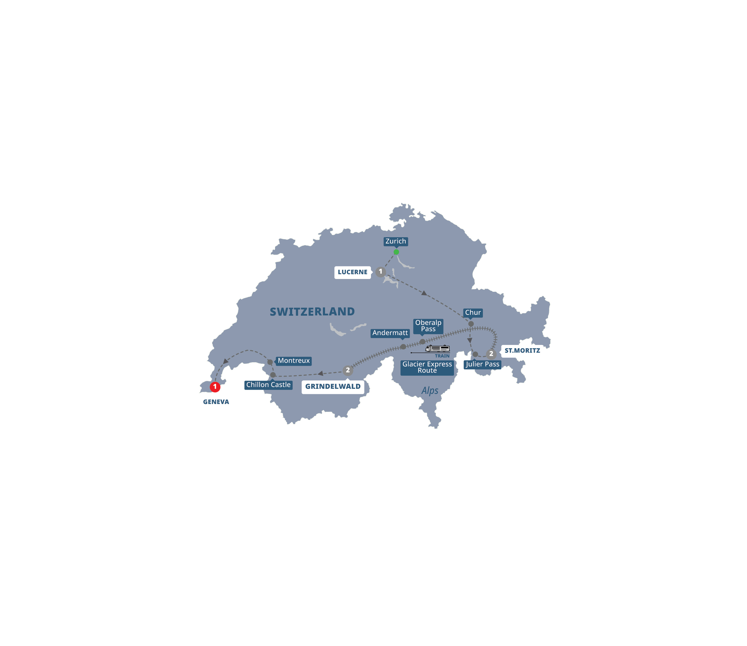 Map of Magical Switzerland from Trafalgar