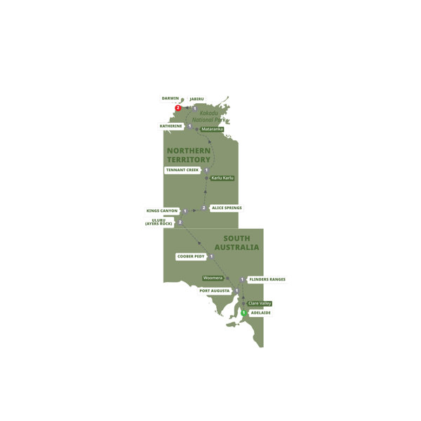 Outback Adventure Itinerary Map
