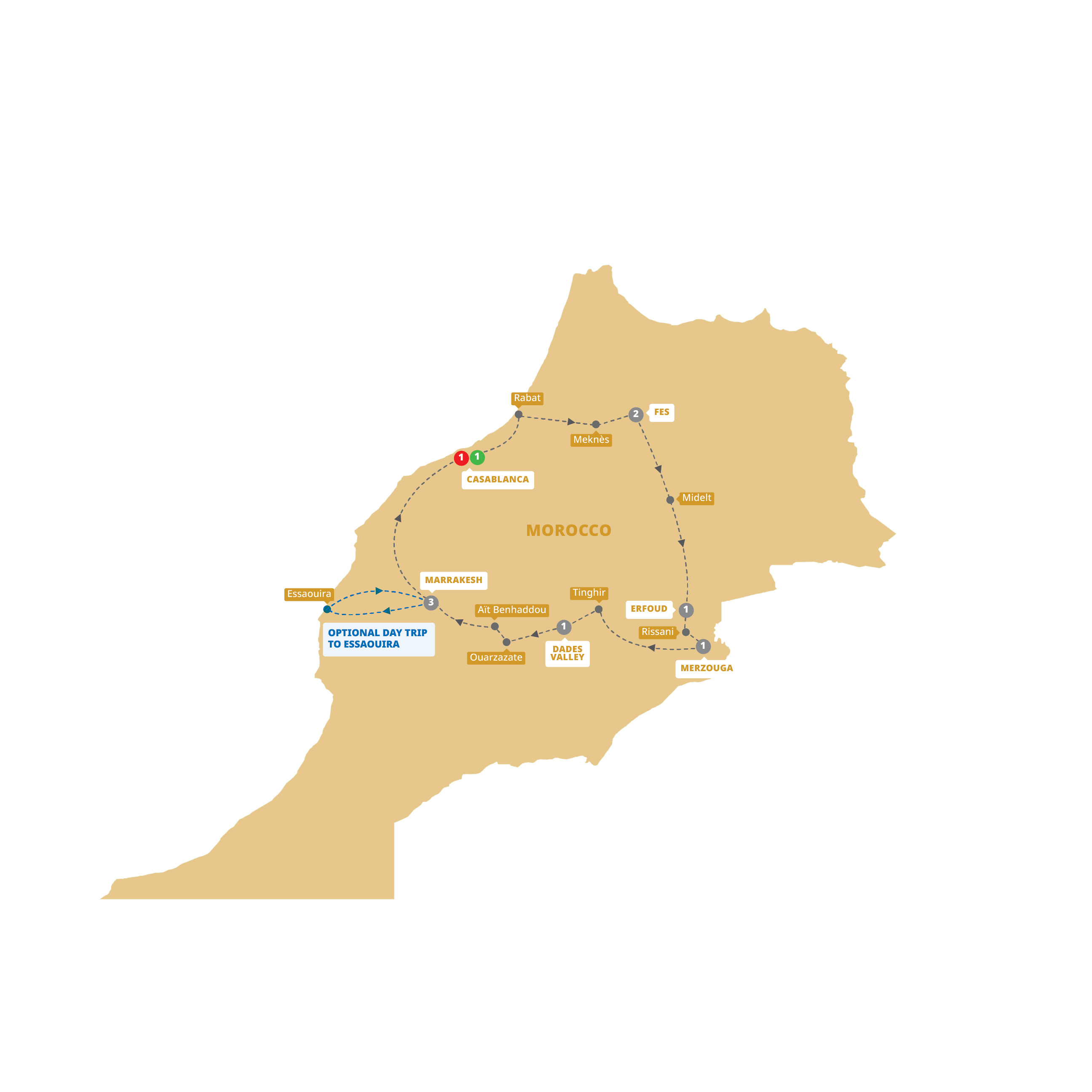 Map of Best of Morocco (2027) from Trafalgar