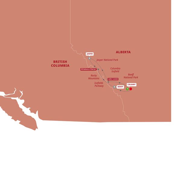 tourhub | Trafalgar | Canada's Rockies | DCRAZM20 | Route Map