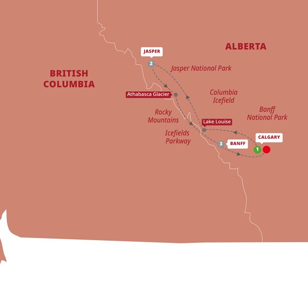 tourhub | Trafalgar | Canada's Rockies | DCRAN19 | Route Map