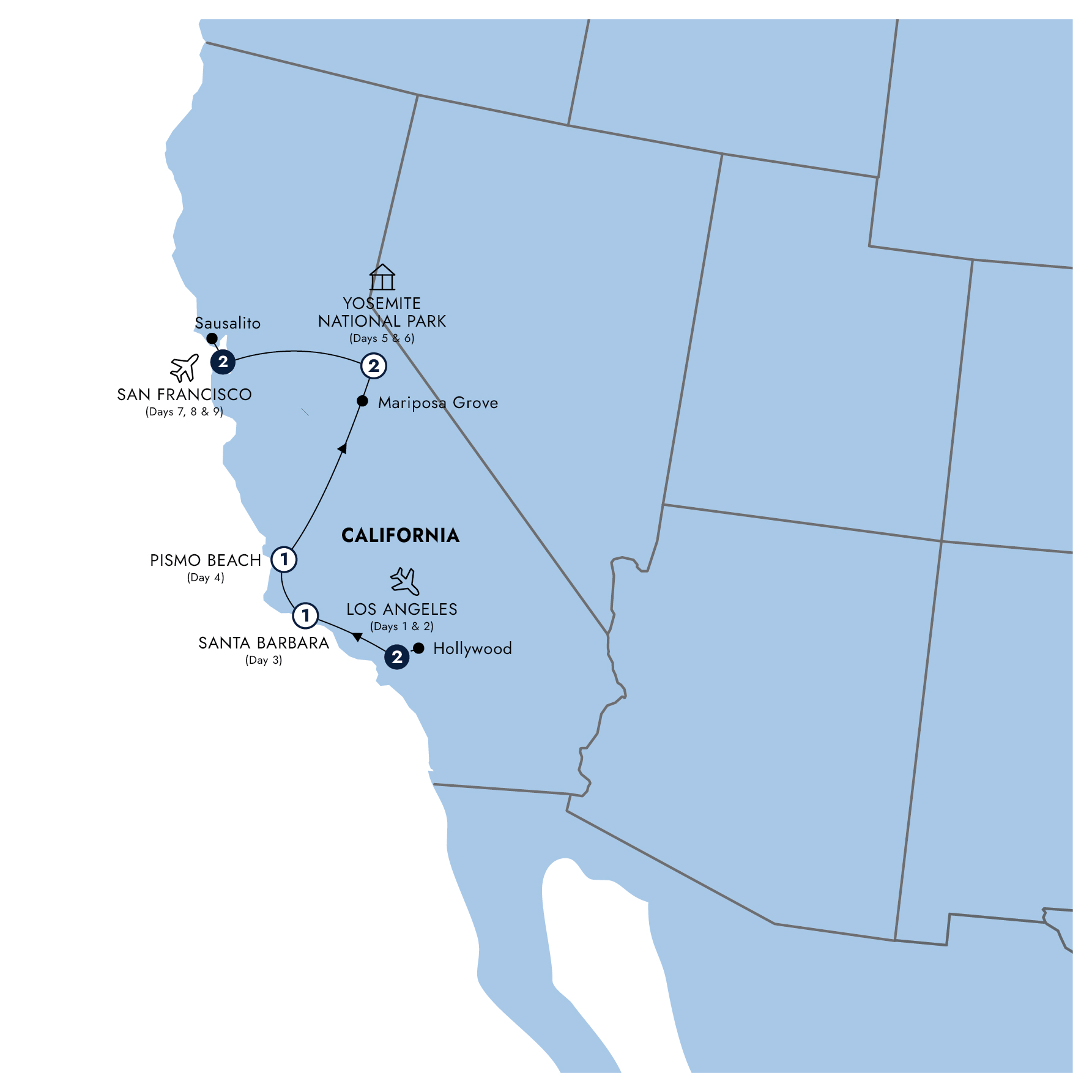 tourhub | Insight Vacations | Best of California | Tour Map
