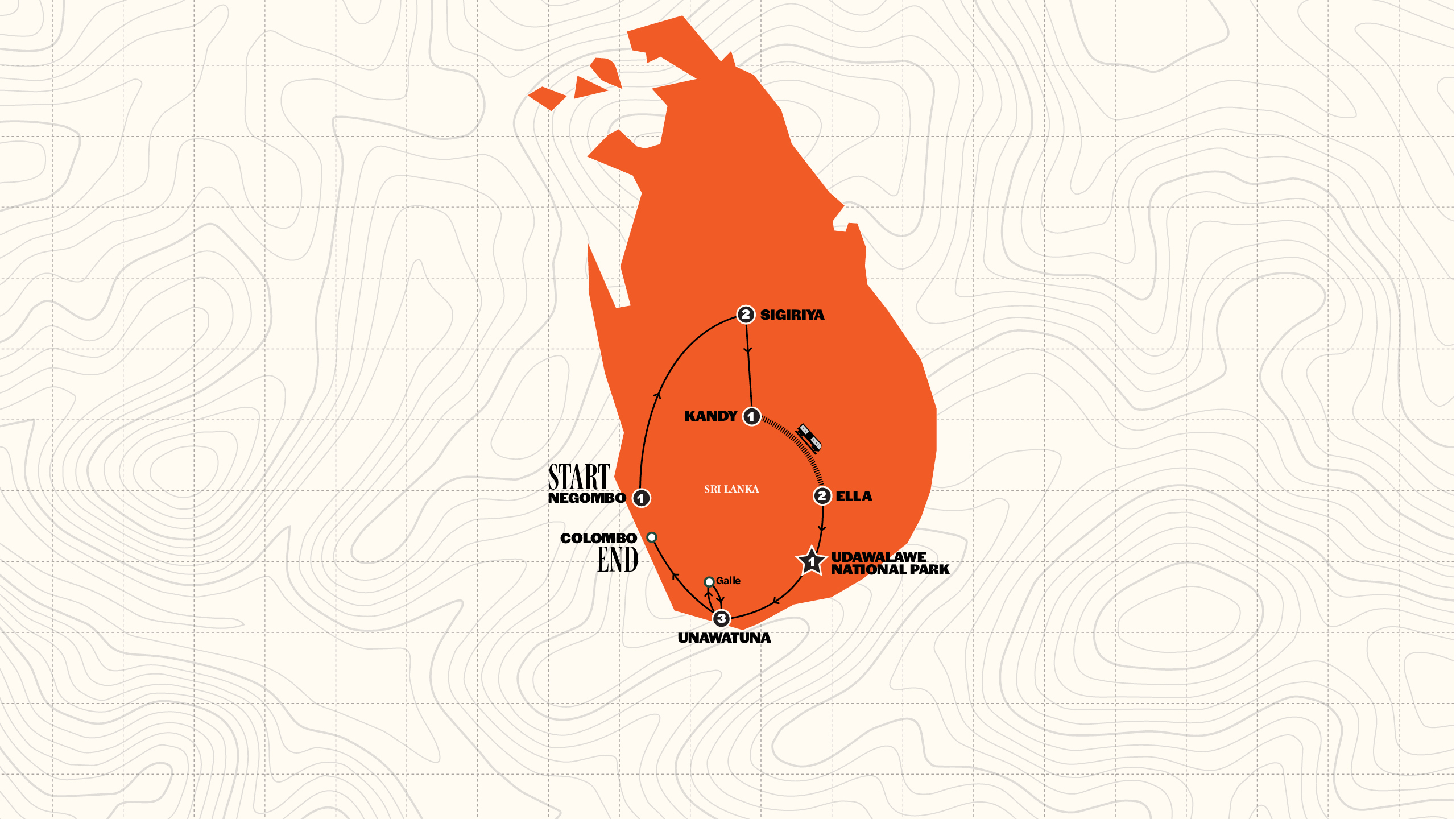 Map of Best of Sri Lanka from Contiki