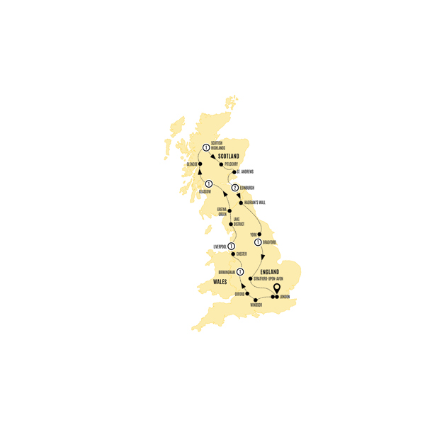England and Scotland Heritage Itinerary Map