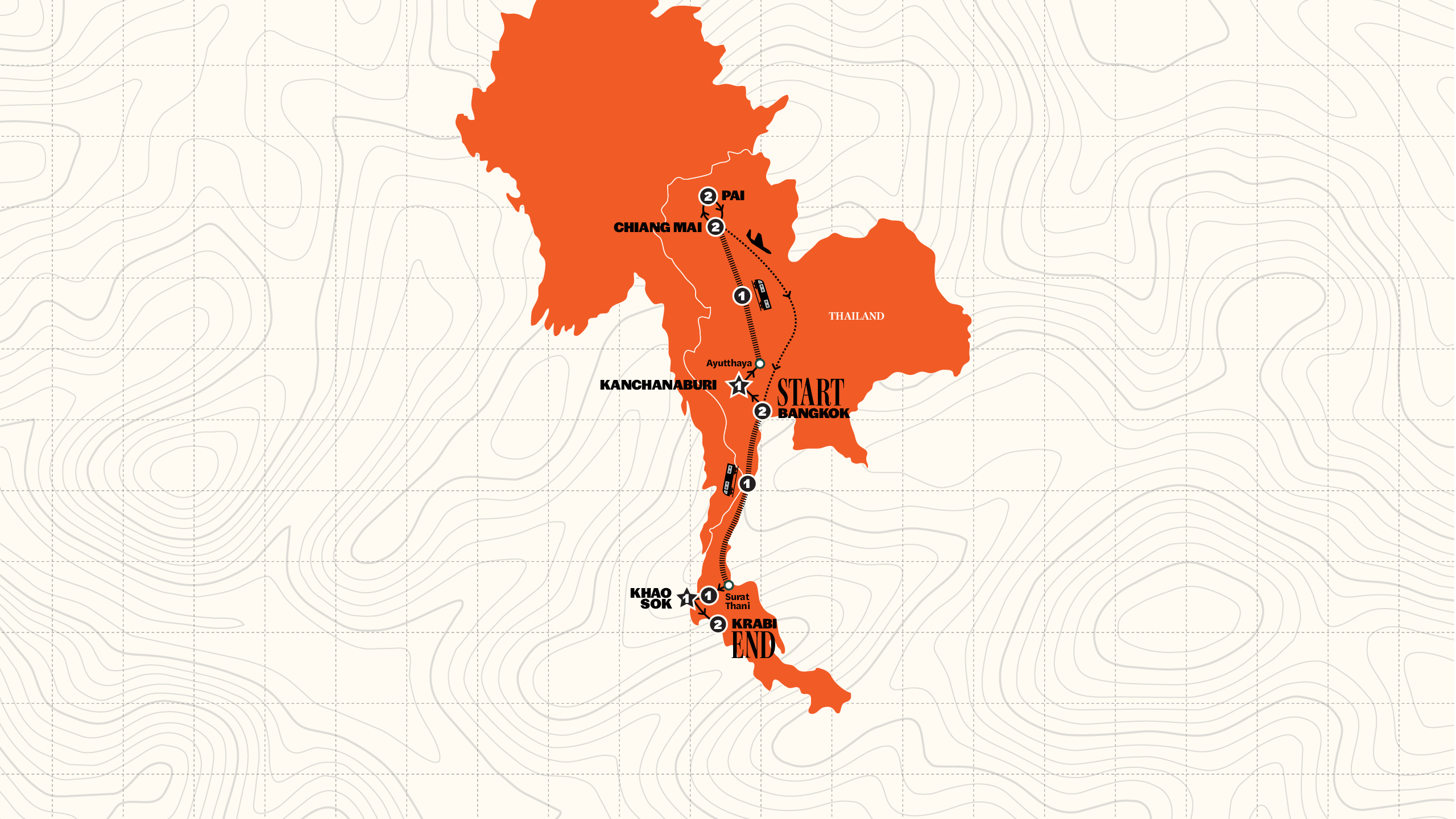 Map of Best of Thailand | 2027/2028 from Contiki