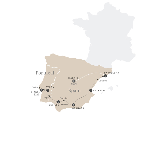 Spain & Portugal in Style Itinerary Map