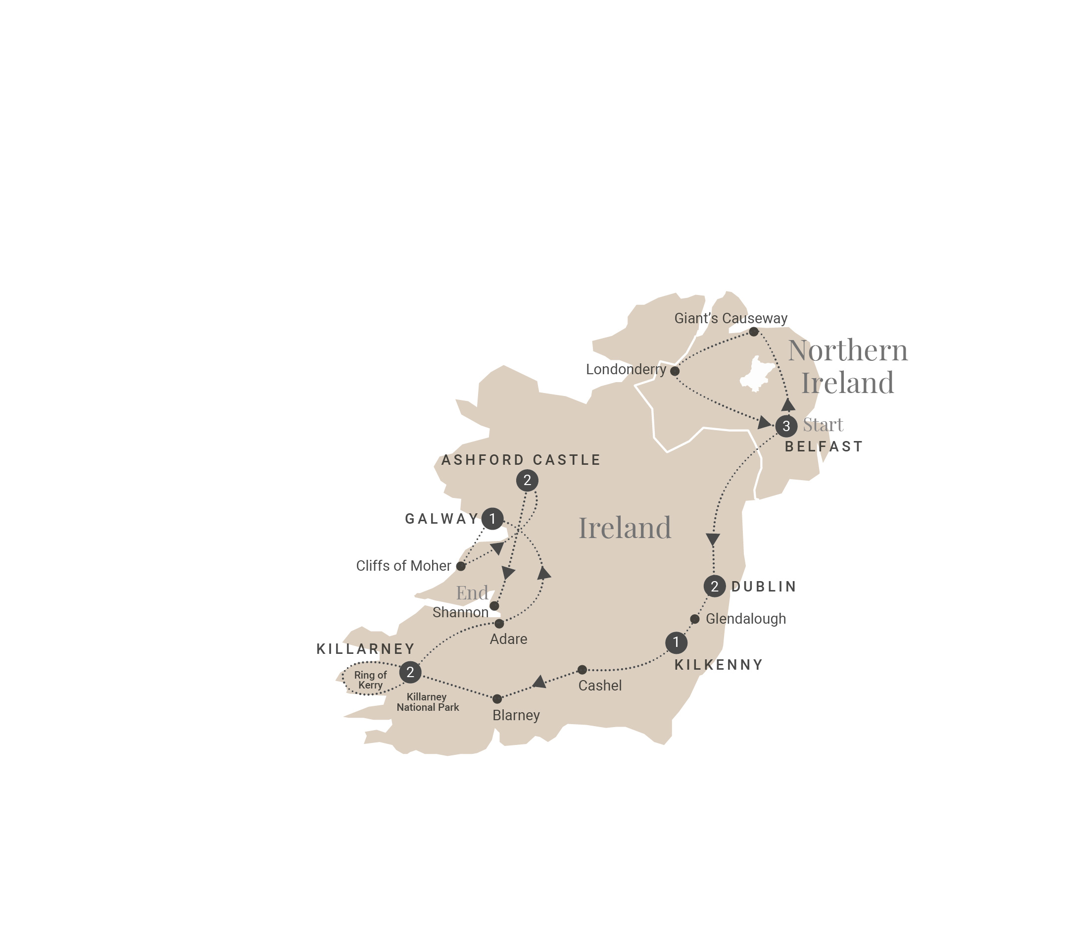 tourhub | Luxury Gold | Ultimate Ireland | Tour Map