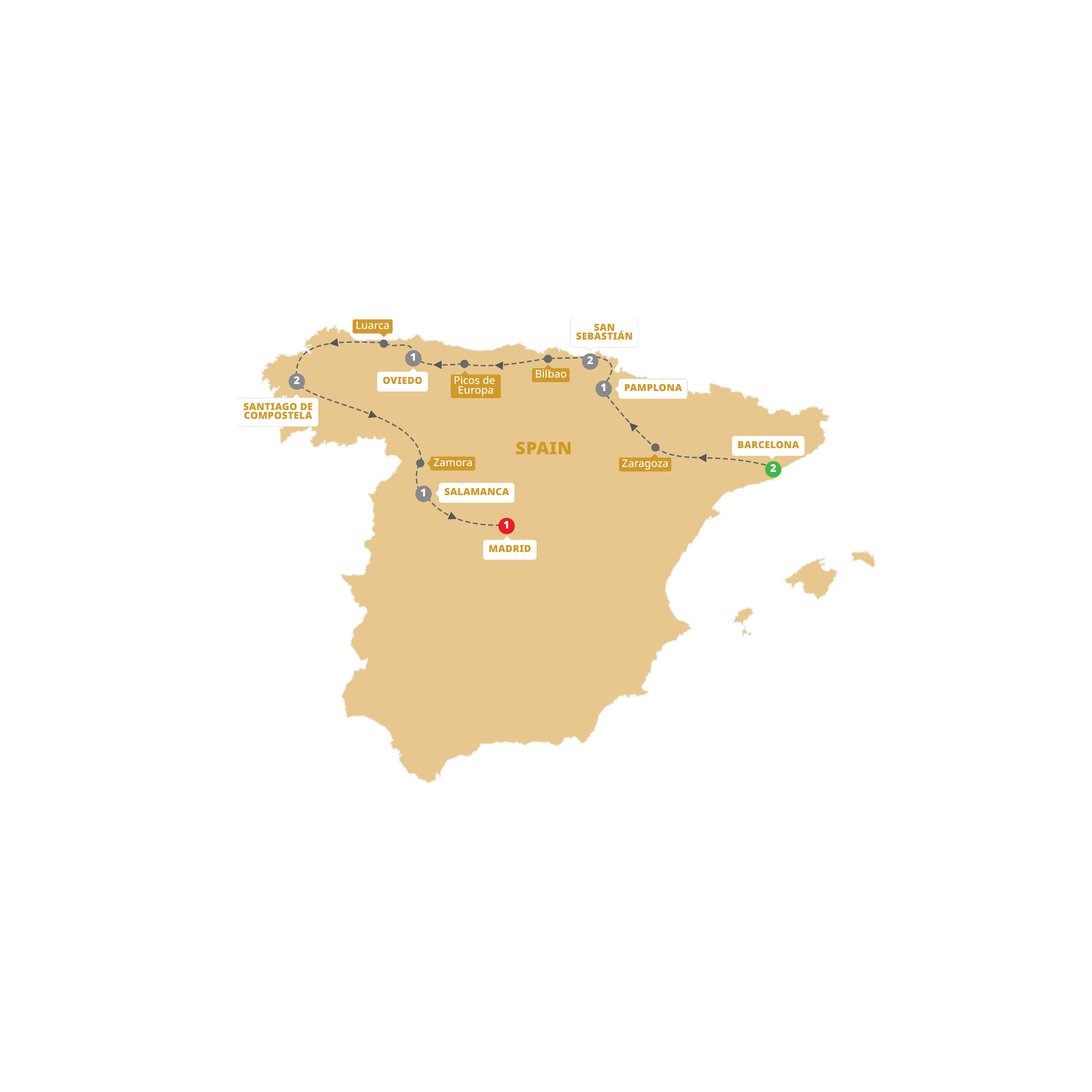 Northern Spain Itinerary Map