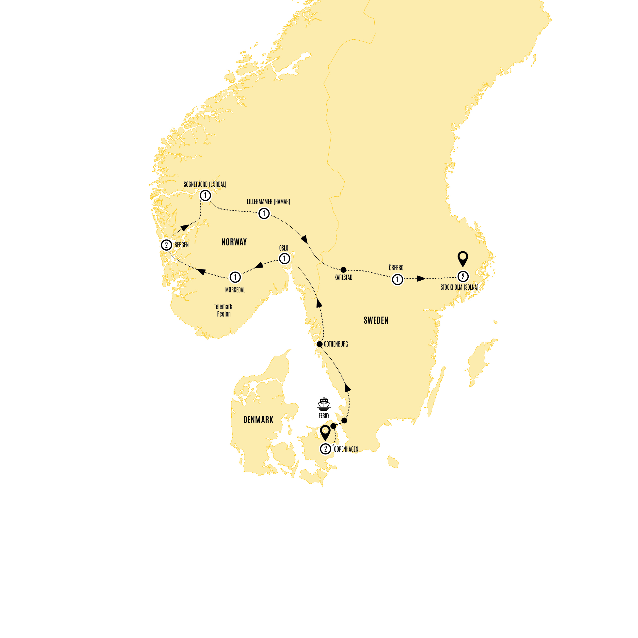 Map of Highlights of Scandinavia (2027) from Costsaver