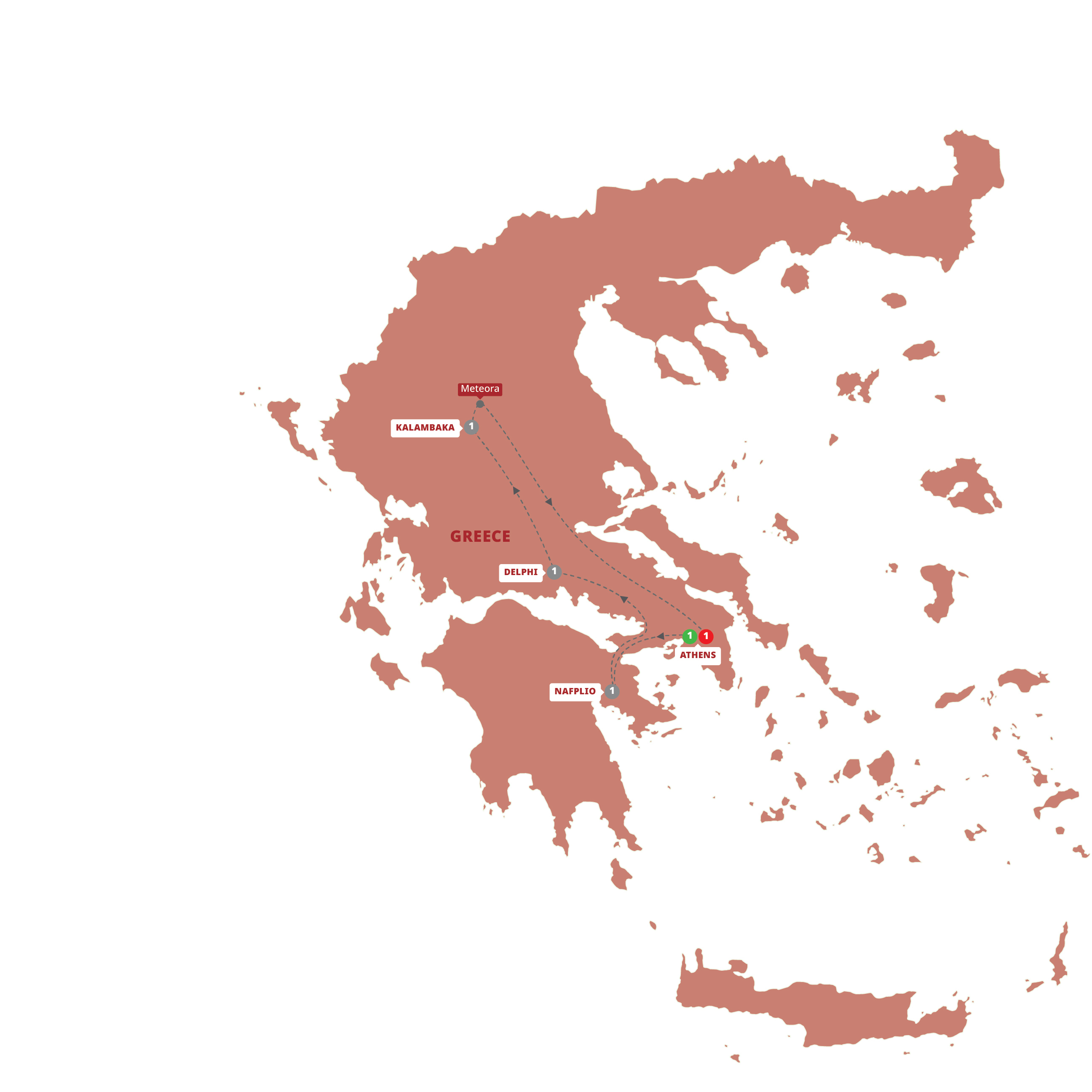 Map of Greek Spotlight - Small Group from Trafalgar