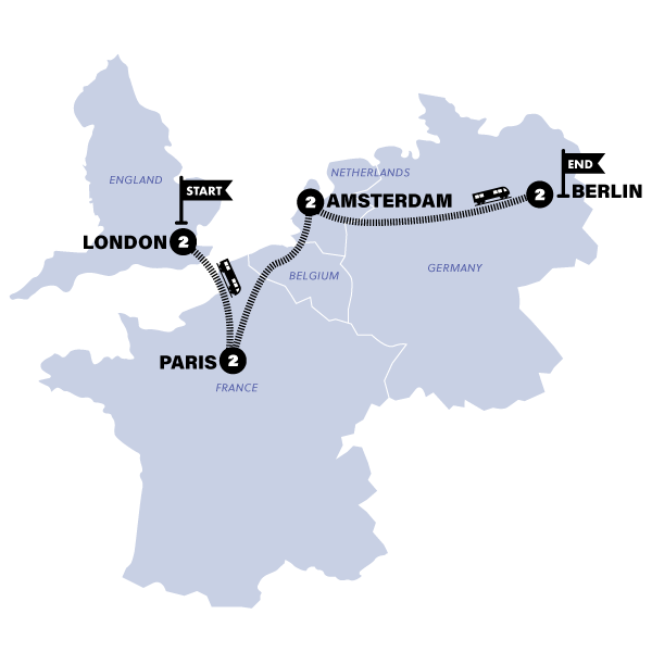 tourhub | Contiki | London to Berlin by Train | Summer | 2025 | Tour Map
