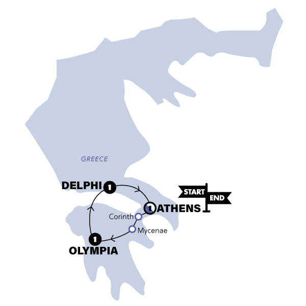 tourhub | Contiki | Spotlight on Greece | 2024 | Tour Map