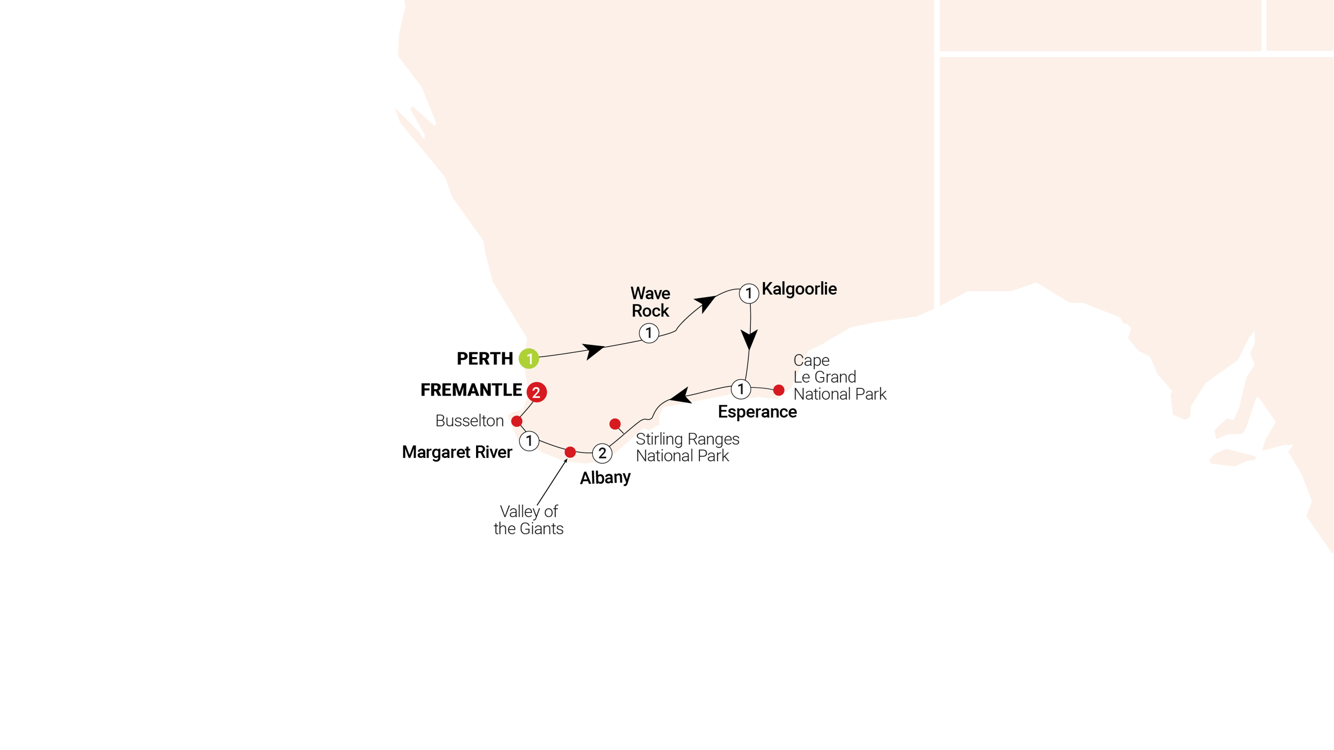 tourhub | AAT Kings | South Western Escape | Tour Map