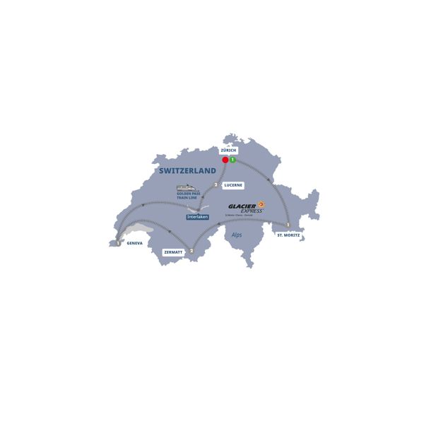 Contrasts of Switzerland Itinerary Map