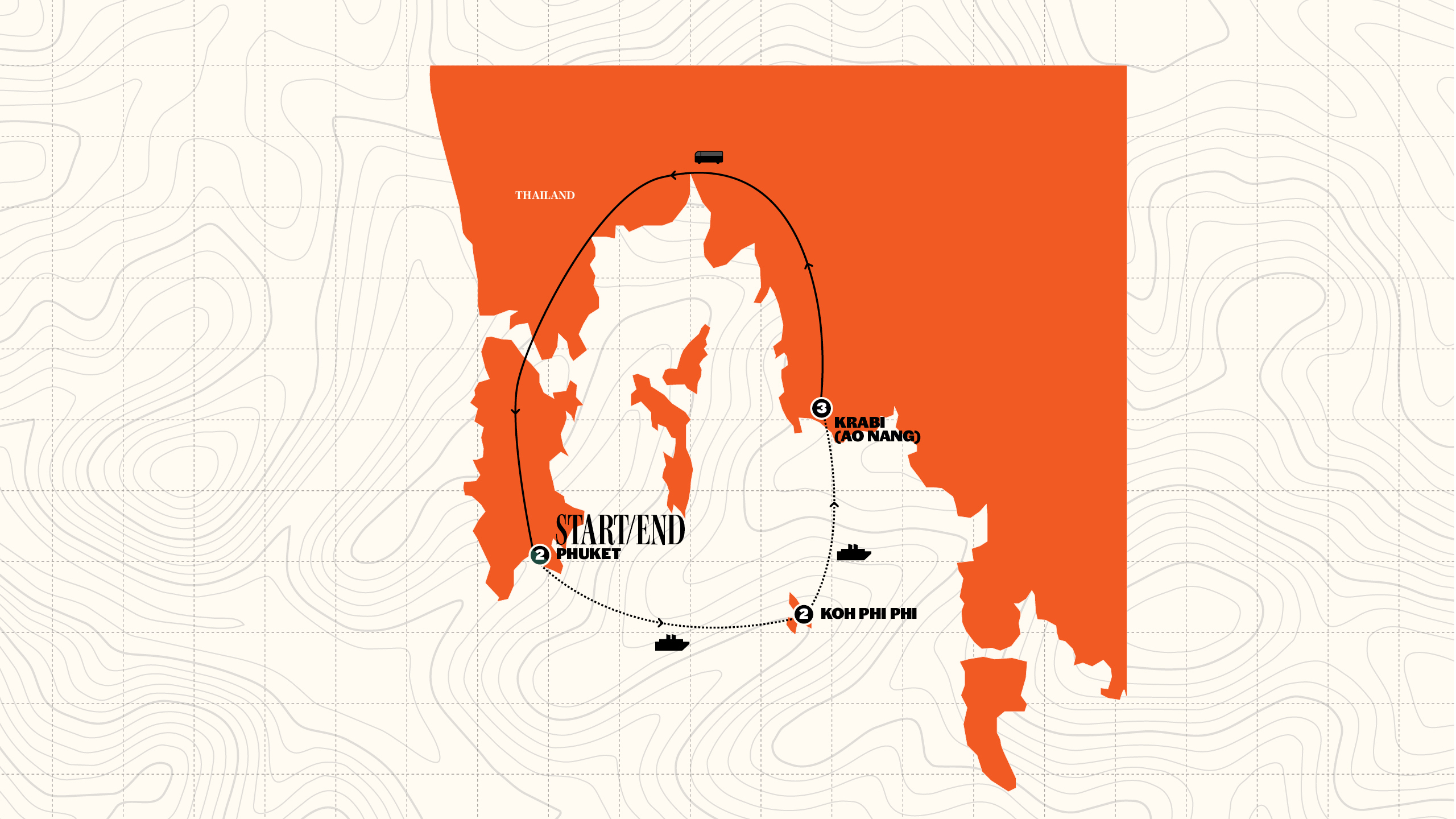 Map of Thai Island Hopper West | 2027/2028 from Contiki