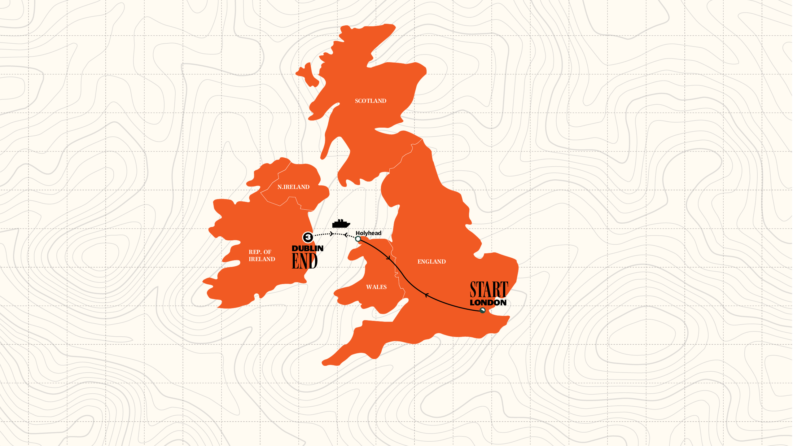 Map of St. Patrick's Day | London to London | Winter | 2026/2027 from Contiki