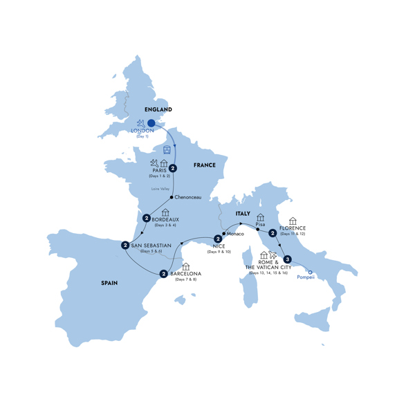 Mediterranean Journey Start Paris Itinerary Map