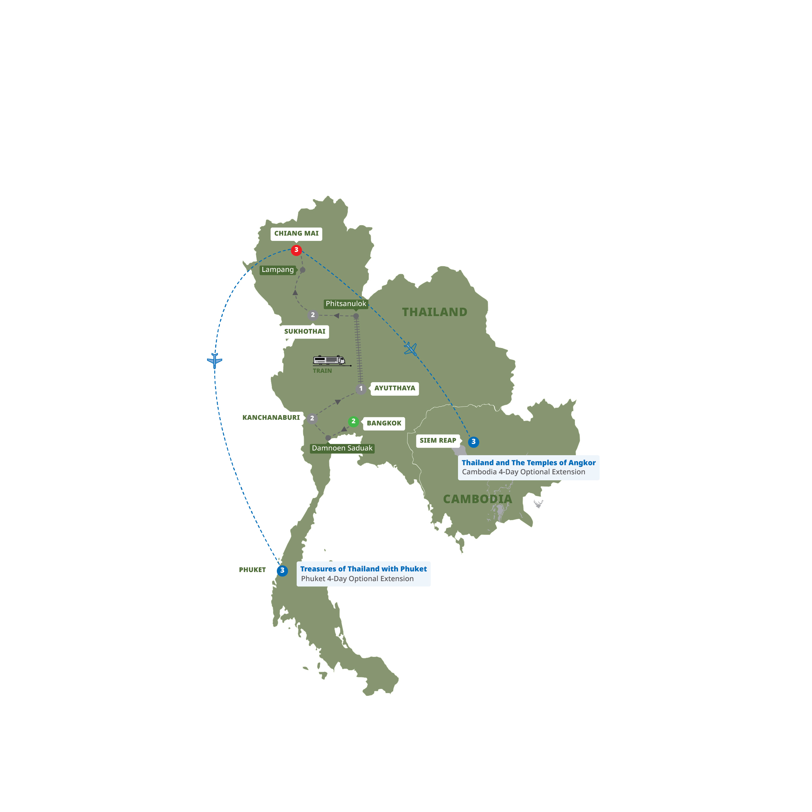 Map of Treasures of Thailand (2027) from Trafalgar