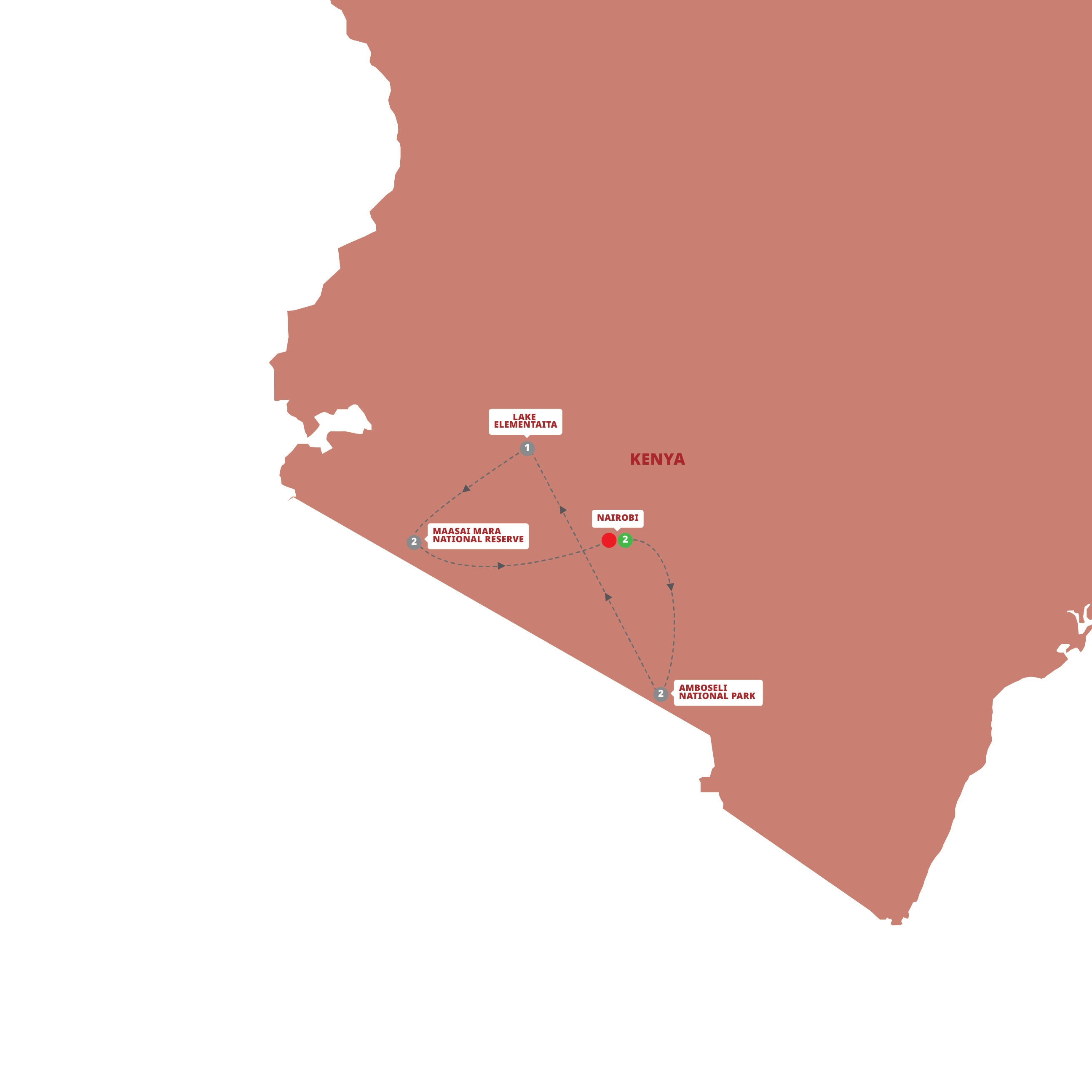 Map of Highlights of Kenya from Trafalgar