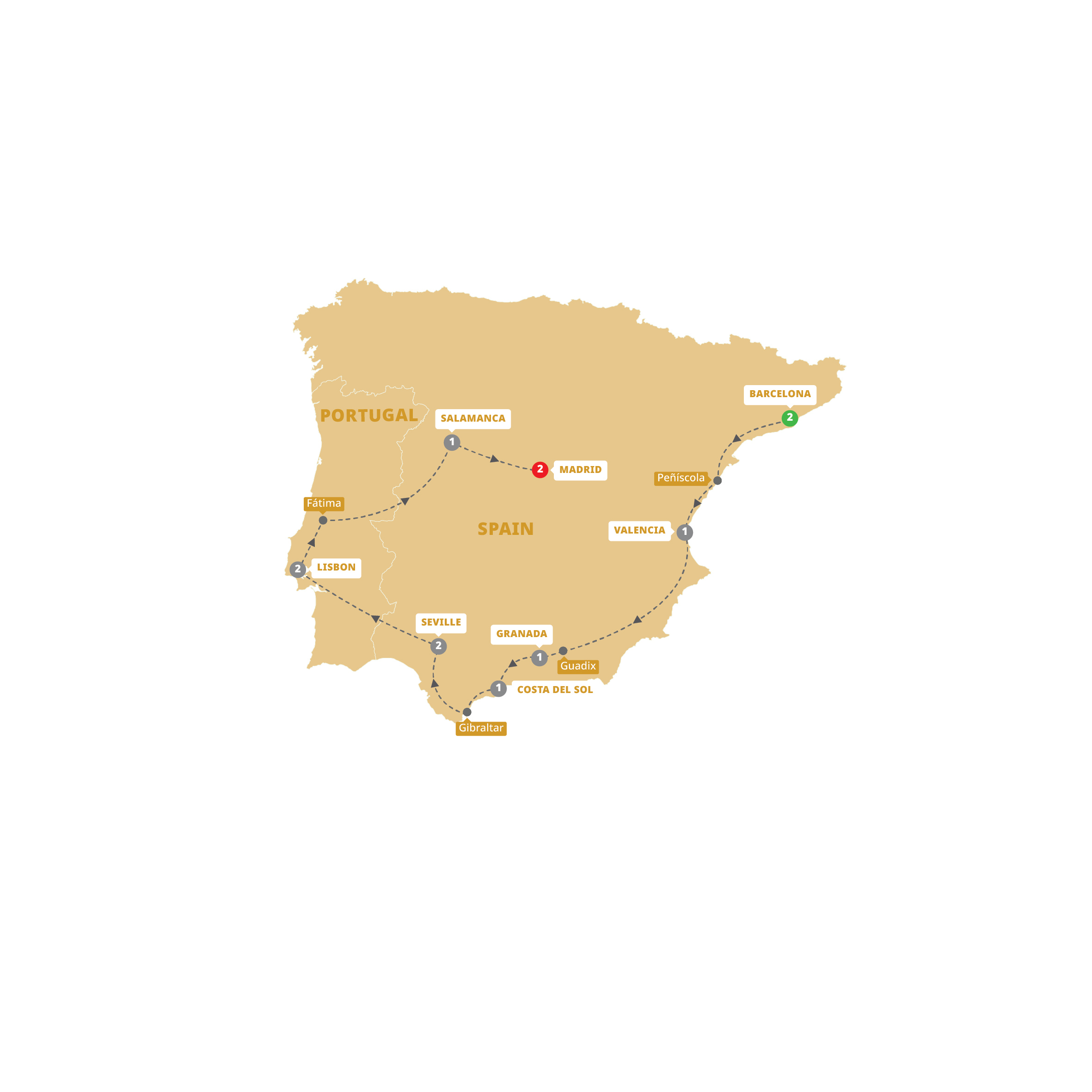 Map of Iberian Explorer  from Trafalgar