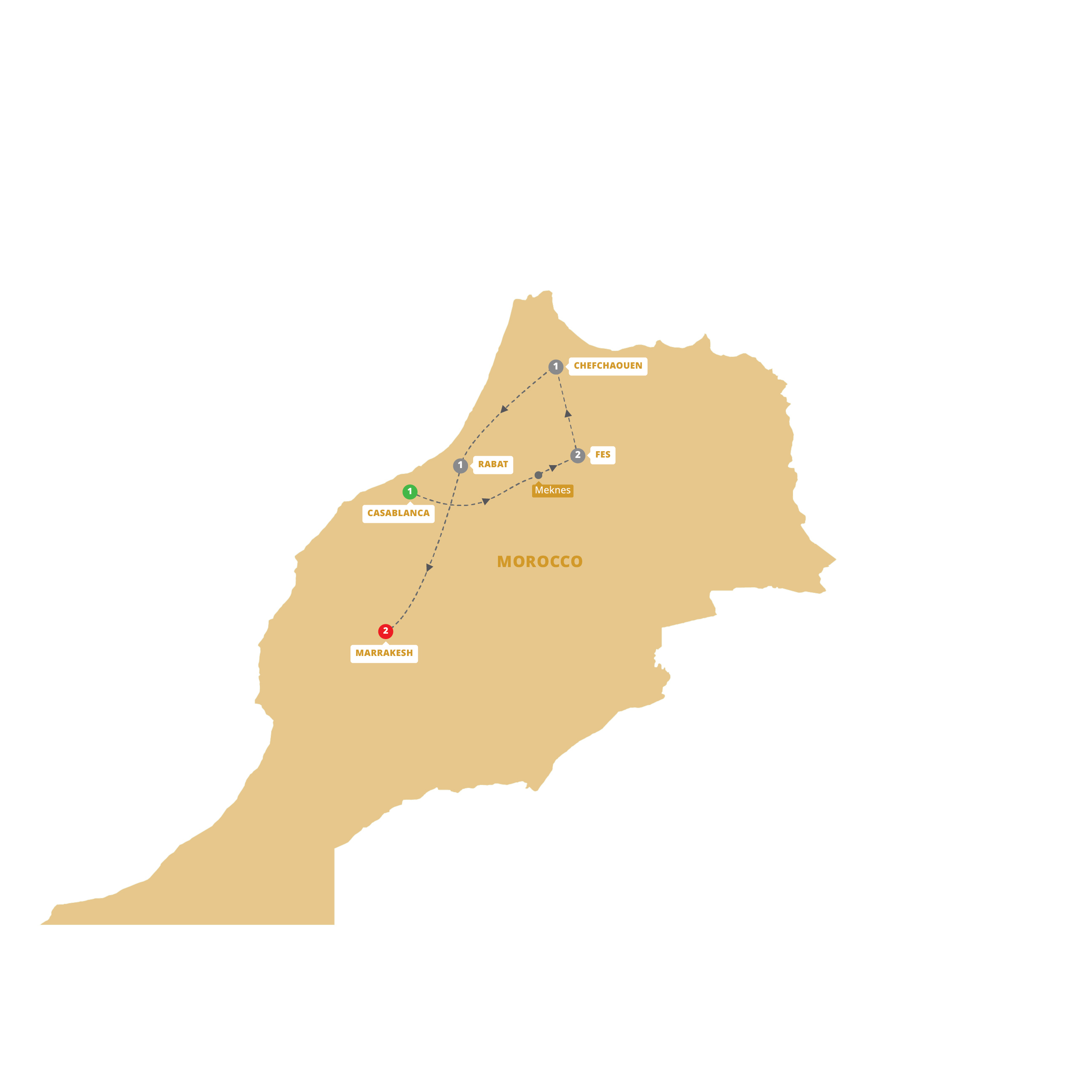 Map of Highlights of Morocco from Trafalgar