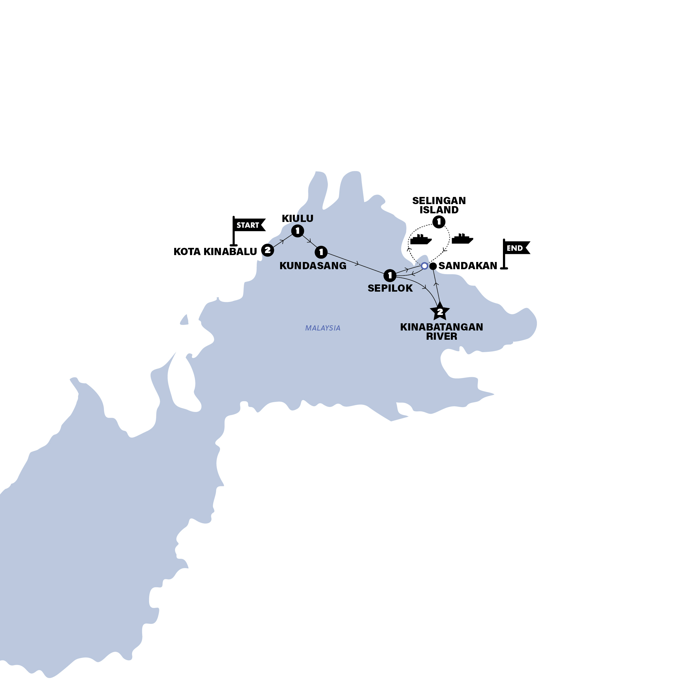 Map of Borneo Adventure | 2027 from Contiki