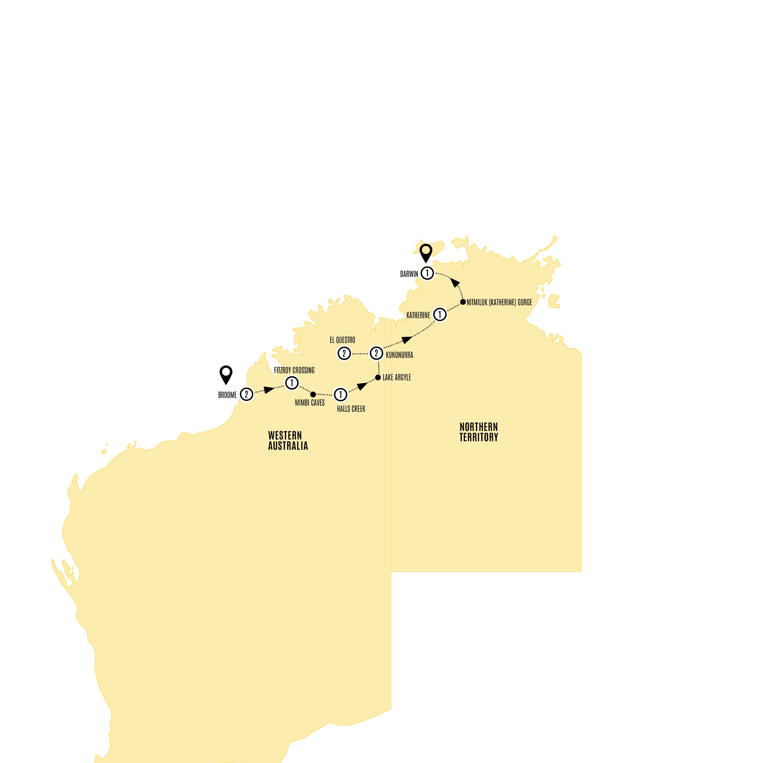Map of Wonders of the Kimberley (2026) from Costsaver