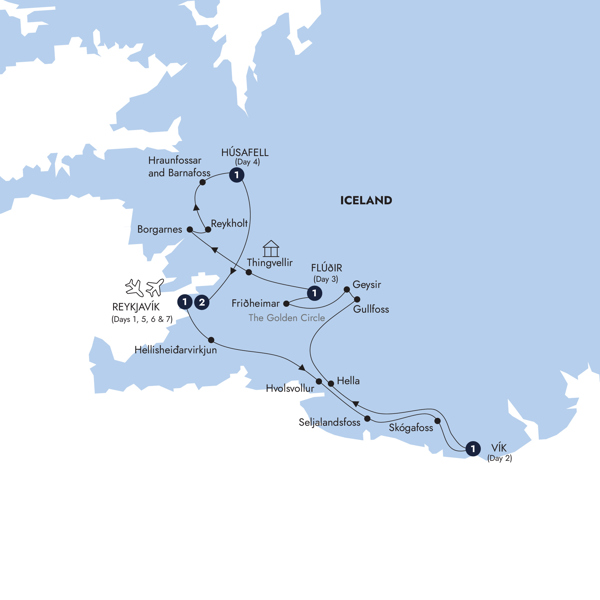 Scenic Iceland & the Northern Lights Itinerary Map