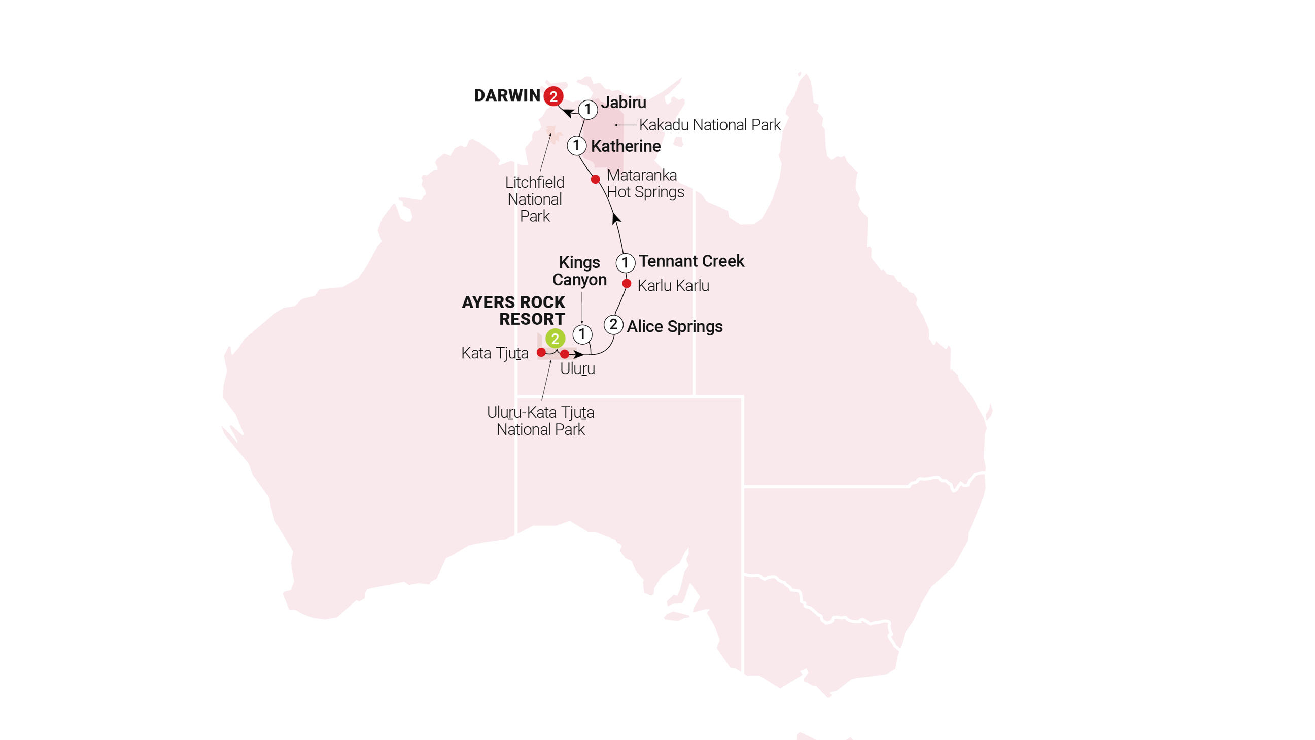 tourhub | AAT Kings | Outback Safari | Tour Map