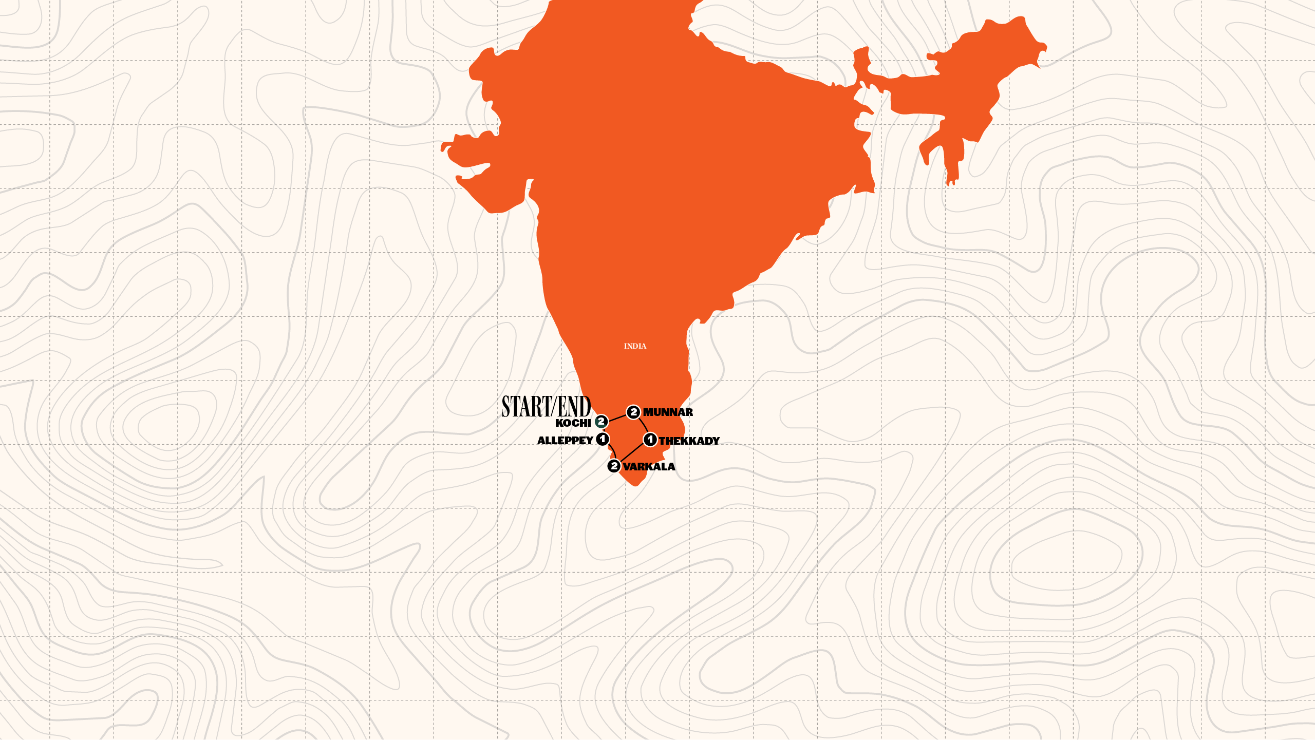 Map of India: Kerala & Backwaters | 2027 from Contiki