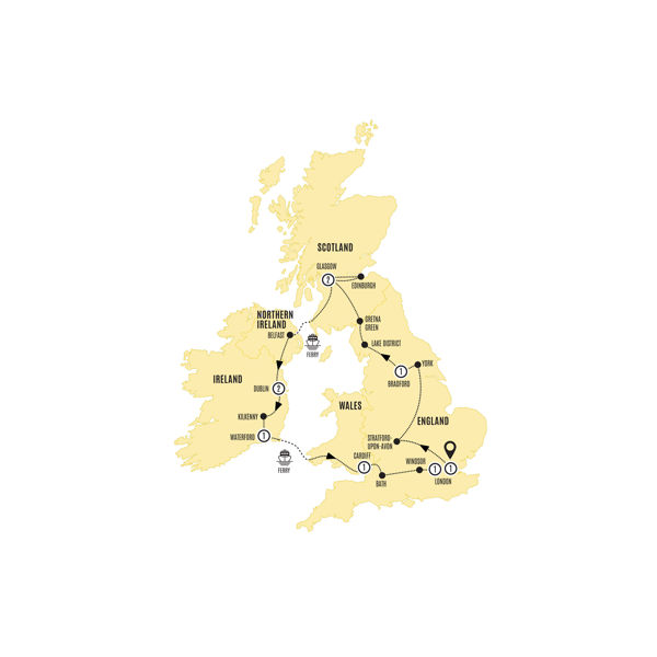 Britain and Ireland Delight Itinerary Map