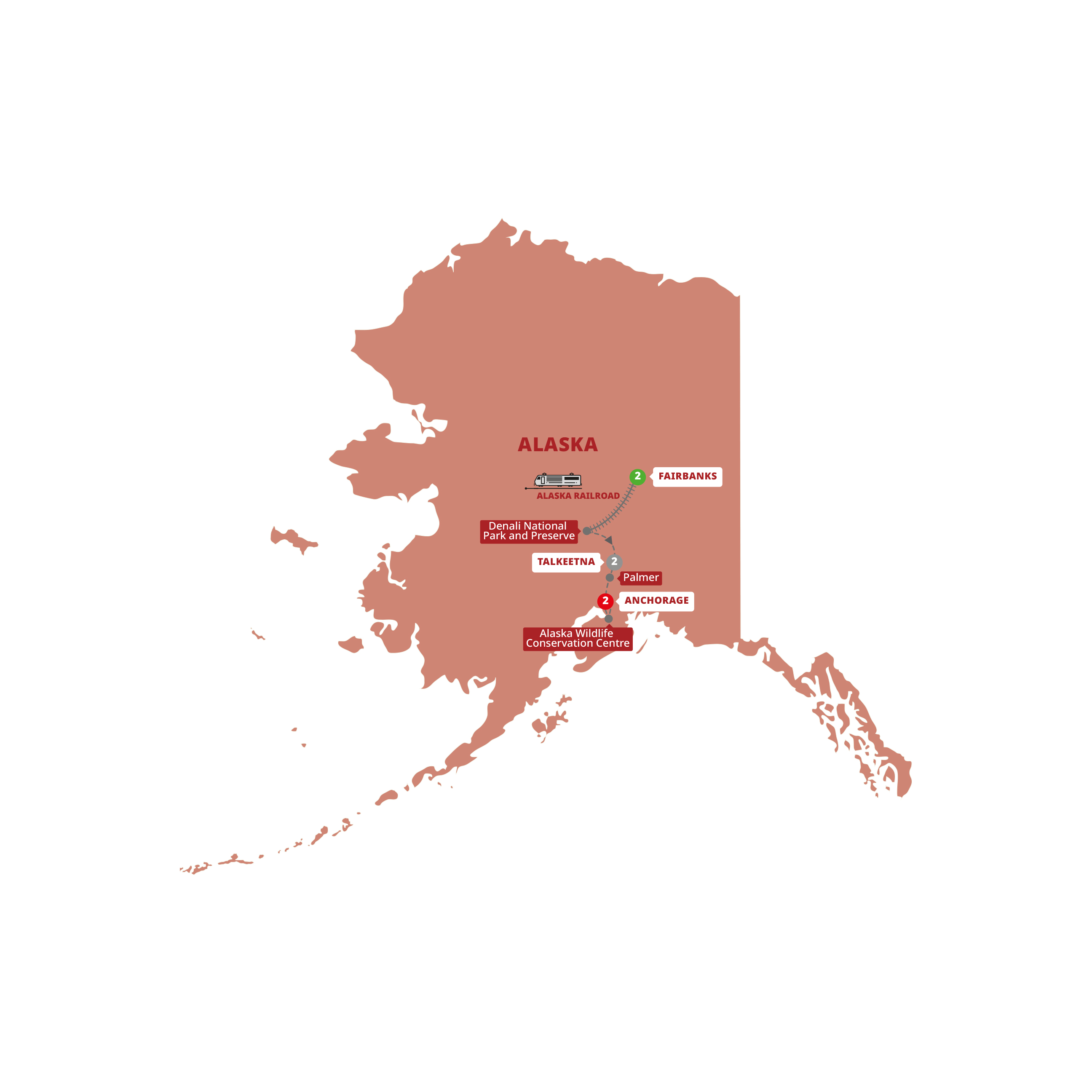 tourhub | Trafalgar | Alaska Northern Lights | Tour Map