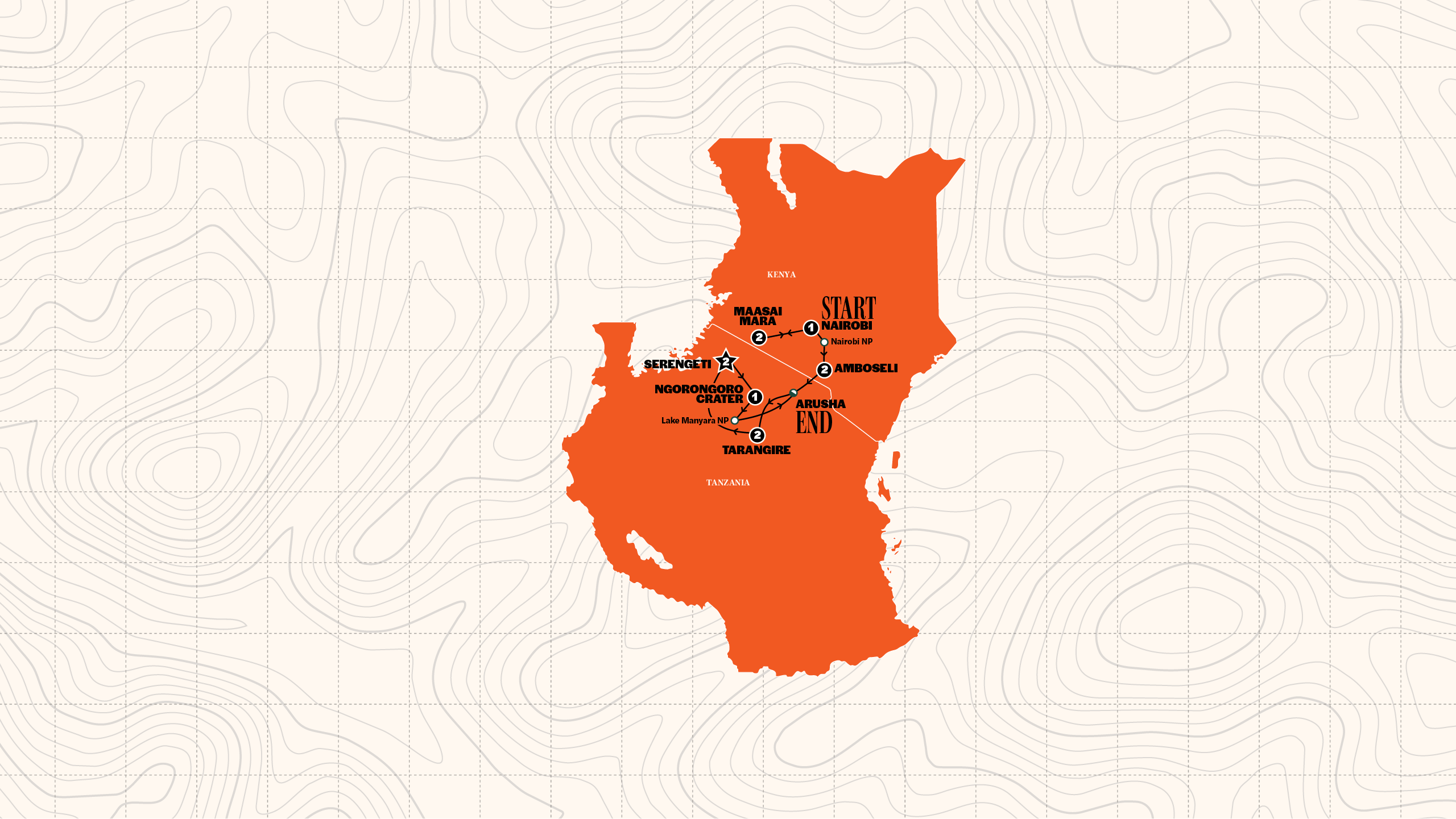 Map of Kenya and Tanzania Safari | 2027 from Contiki