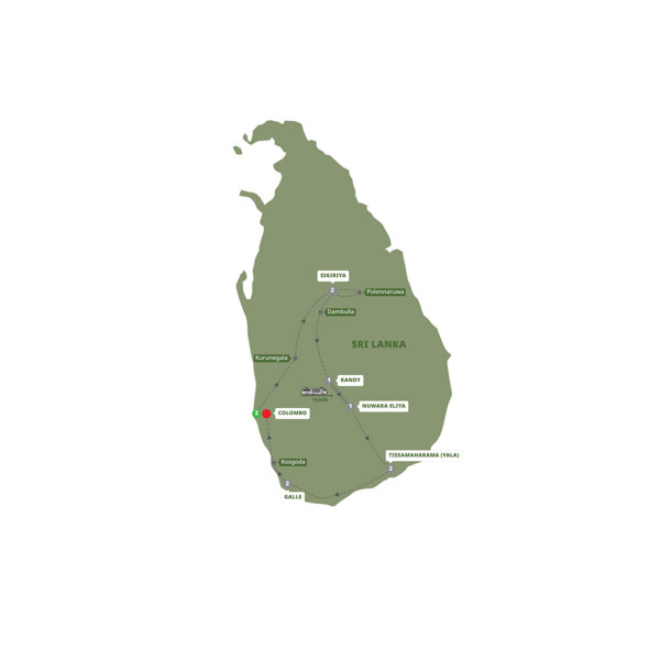 Best of Sri Lanka Itinerary Map