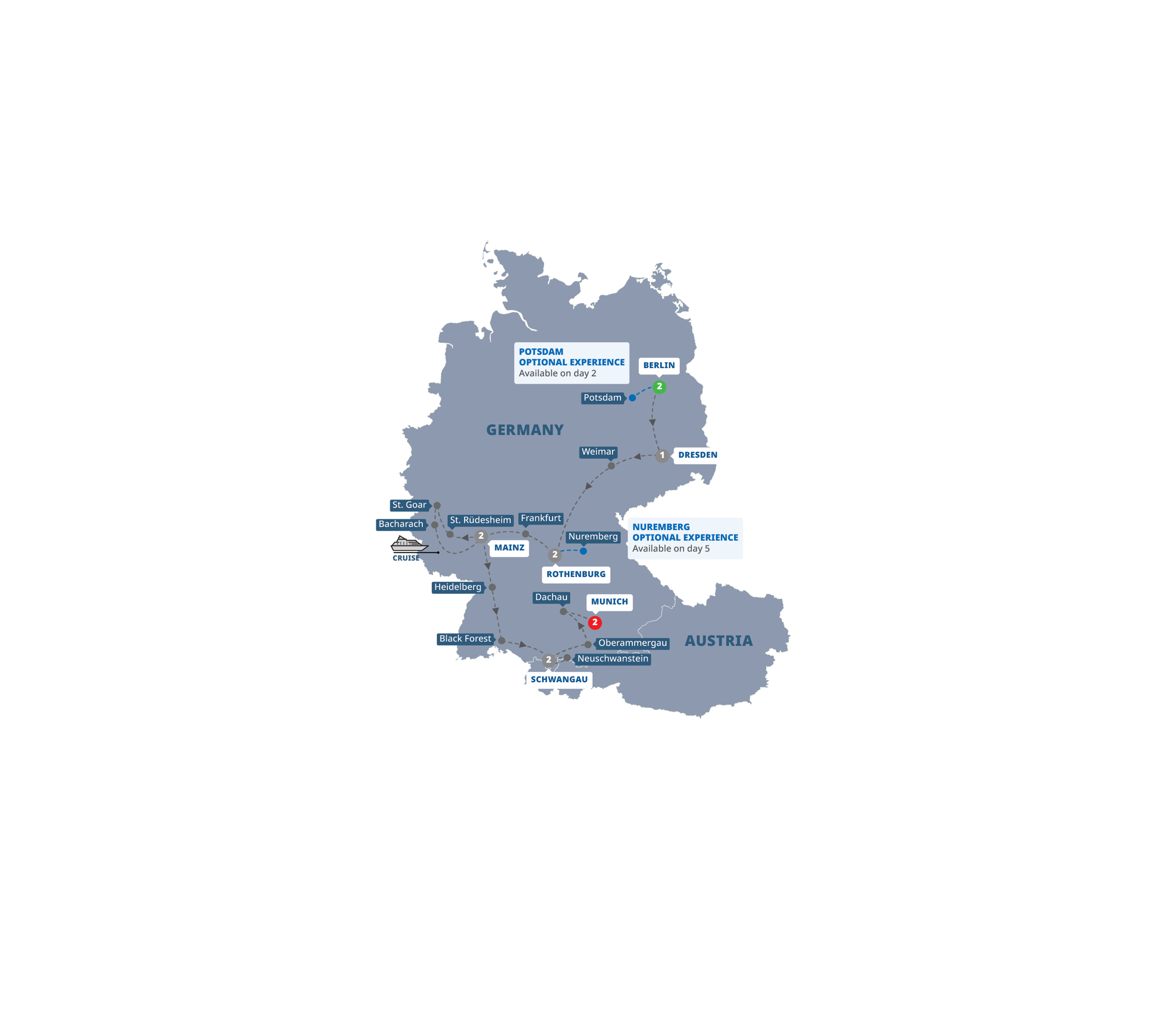 Map of Best of Germany from Trafalgar