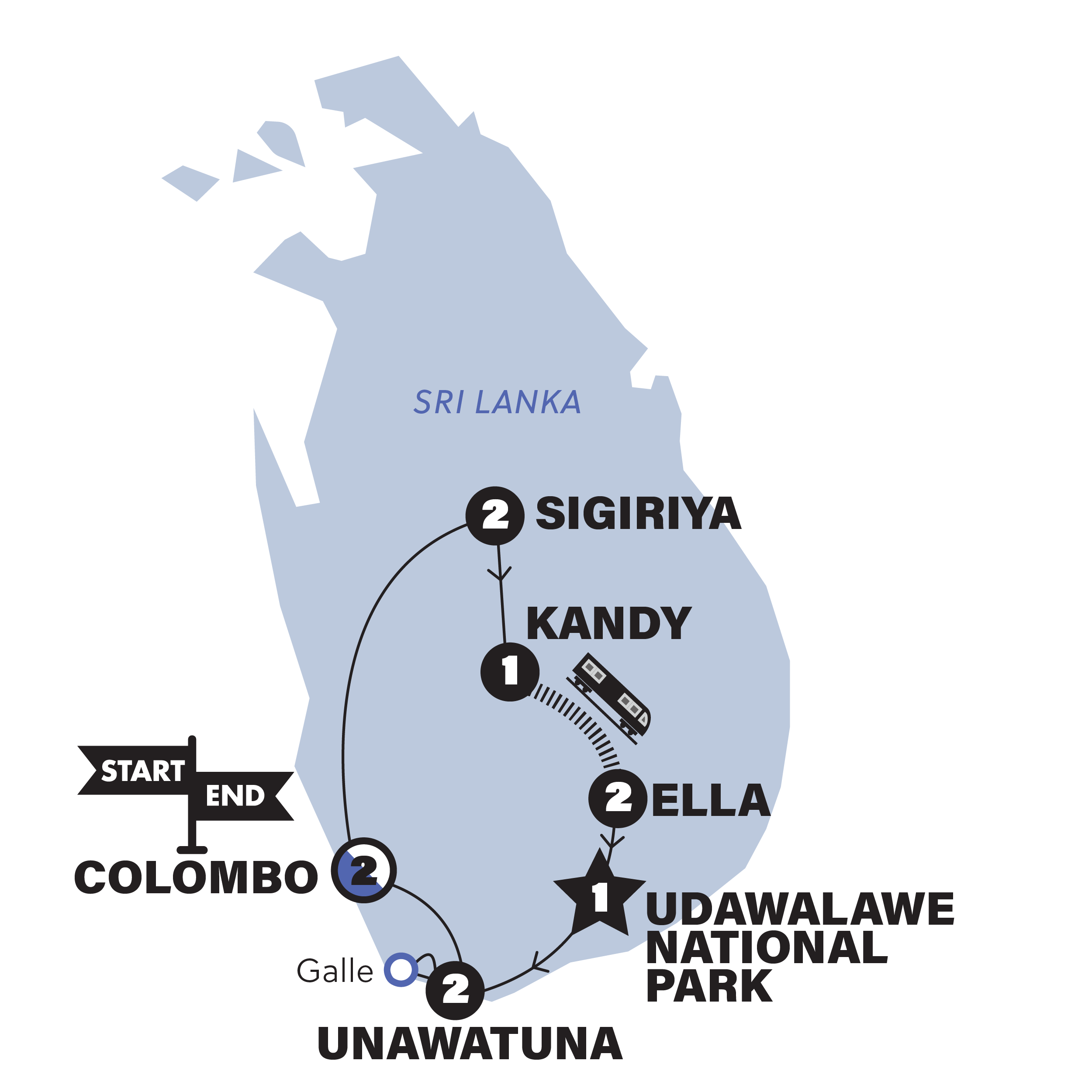 tourhub | Contiki | Pure Sri Lanka Reunion | Tour Map