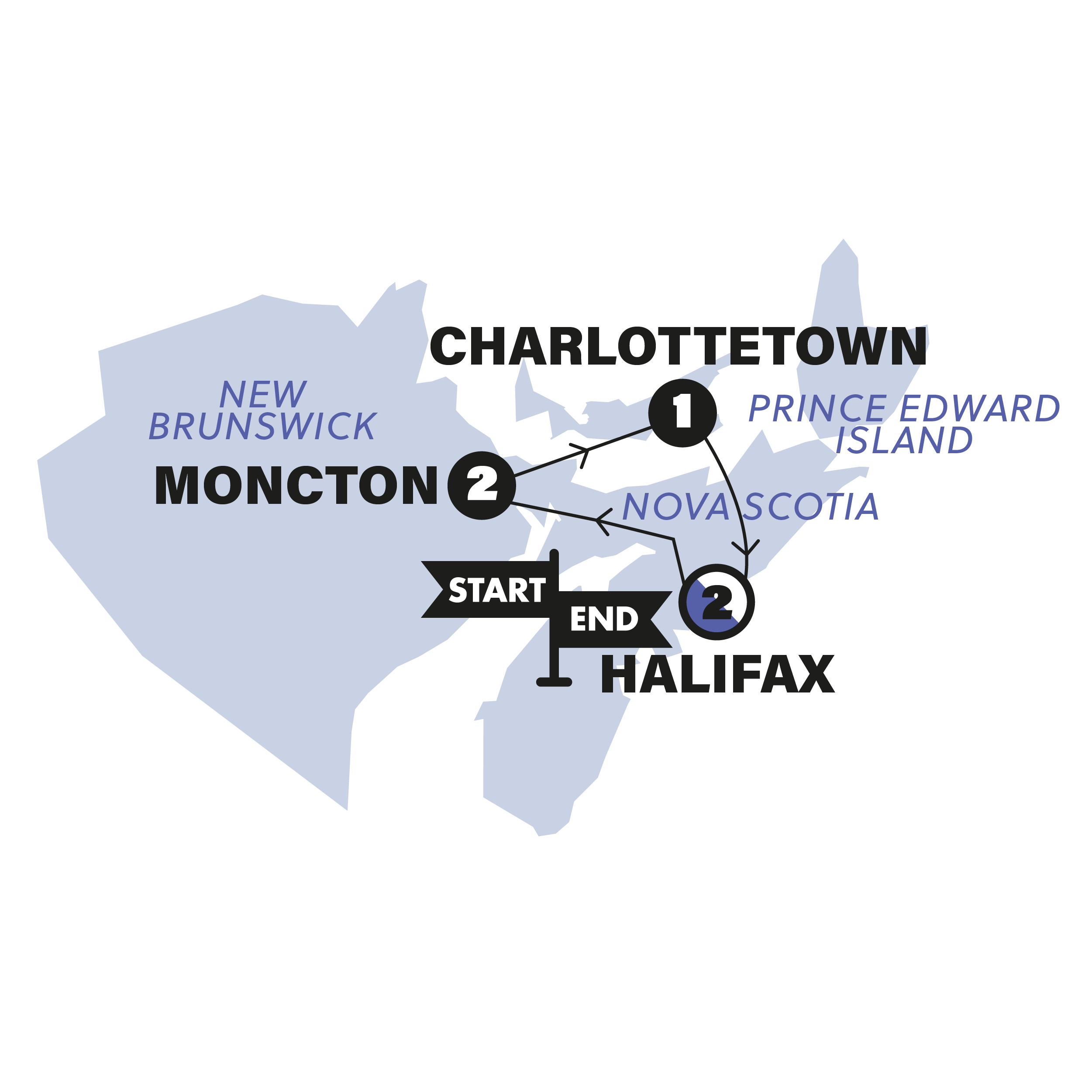 tourhub | Contiki | Atlantic Canada | 2026 | Tour Map