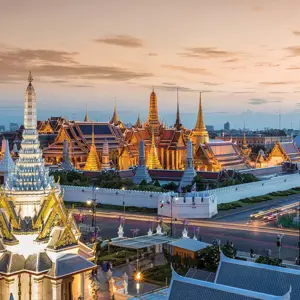 Grand Palace Wat Phra Keaw At Sunset Thailand