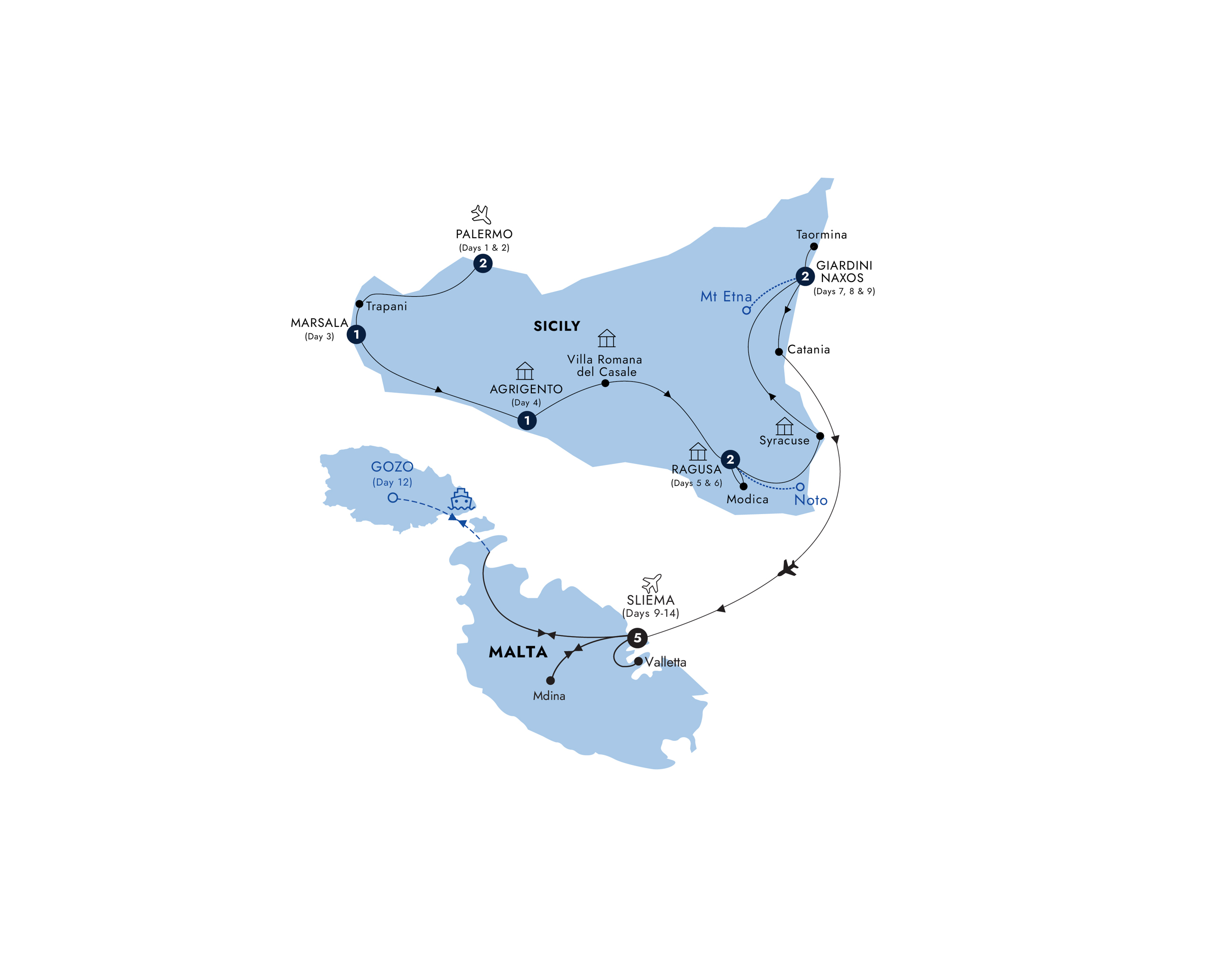Map of Sicily in Depth - With 6-Day Malta Option, Classic Group (2026 - 2027, Versions E834MN26 & E834MN27) from Insight Vacations