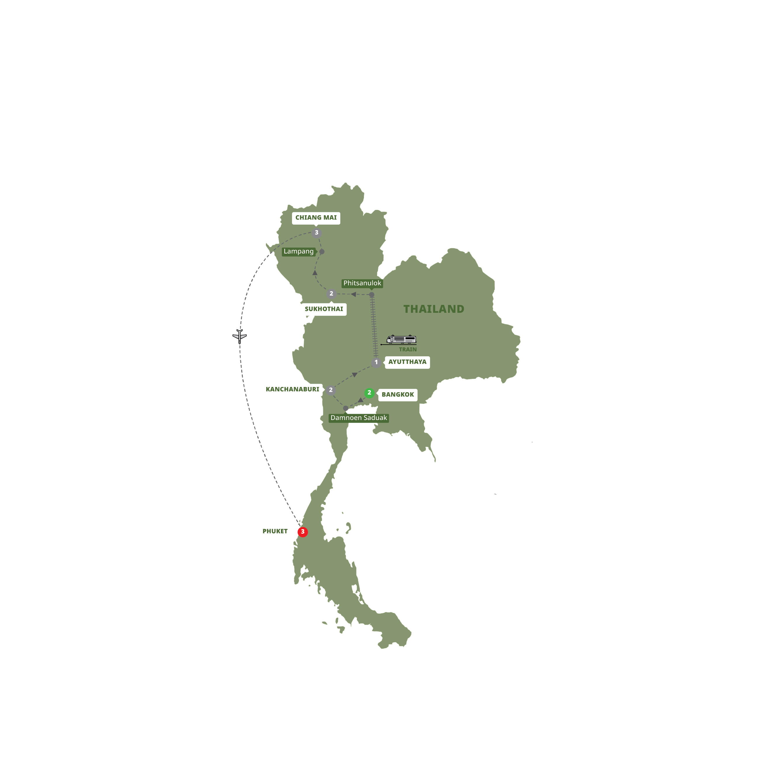 Map of Treasures of Thailand with Phuket from Trafalgar