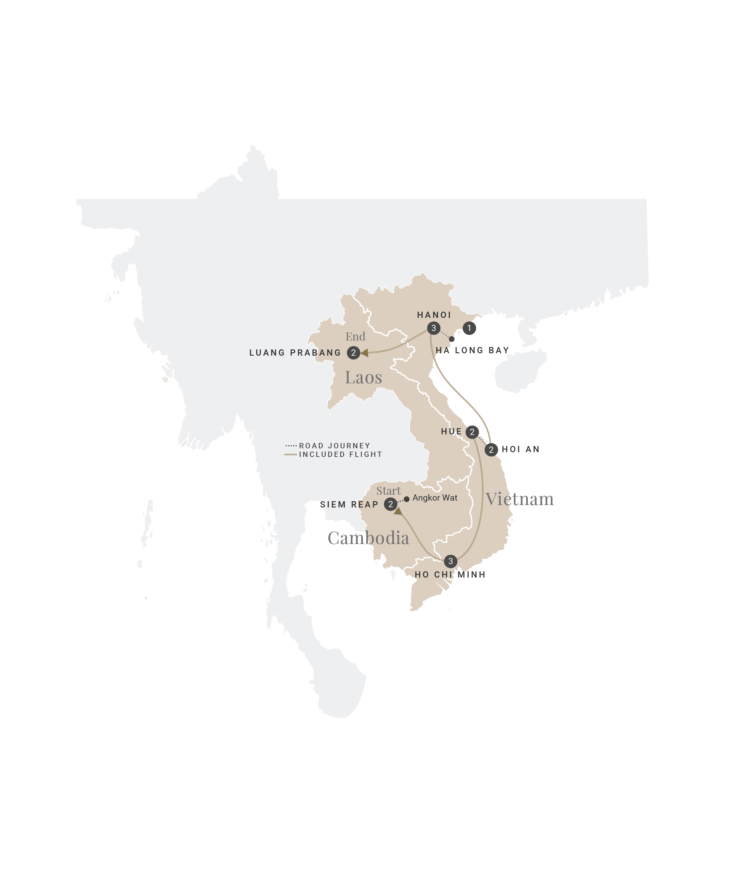 tourhub | Luxury Gold | Inspiring Indochina | Tour Map